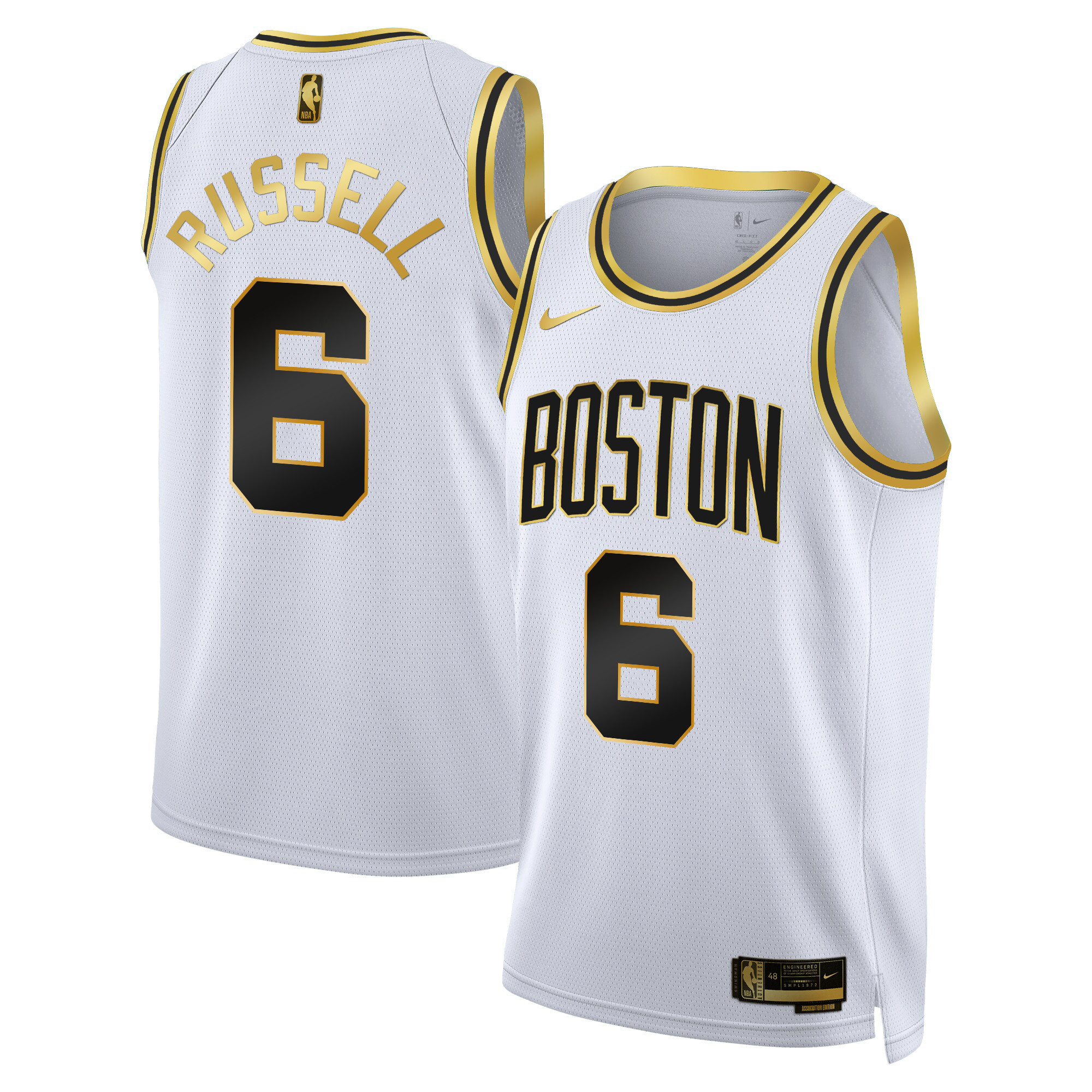 Bill Russell Men's Boston Celtics 2024 Swingman White Gold Jersey - All Stitched