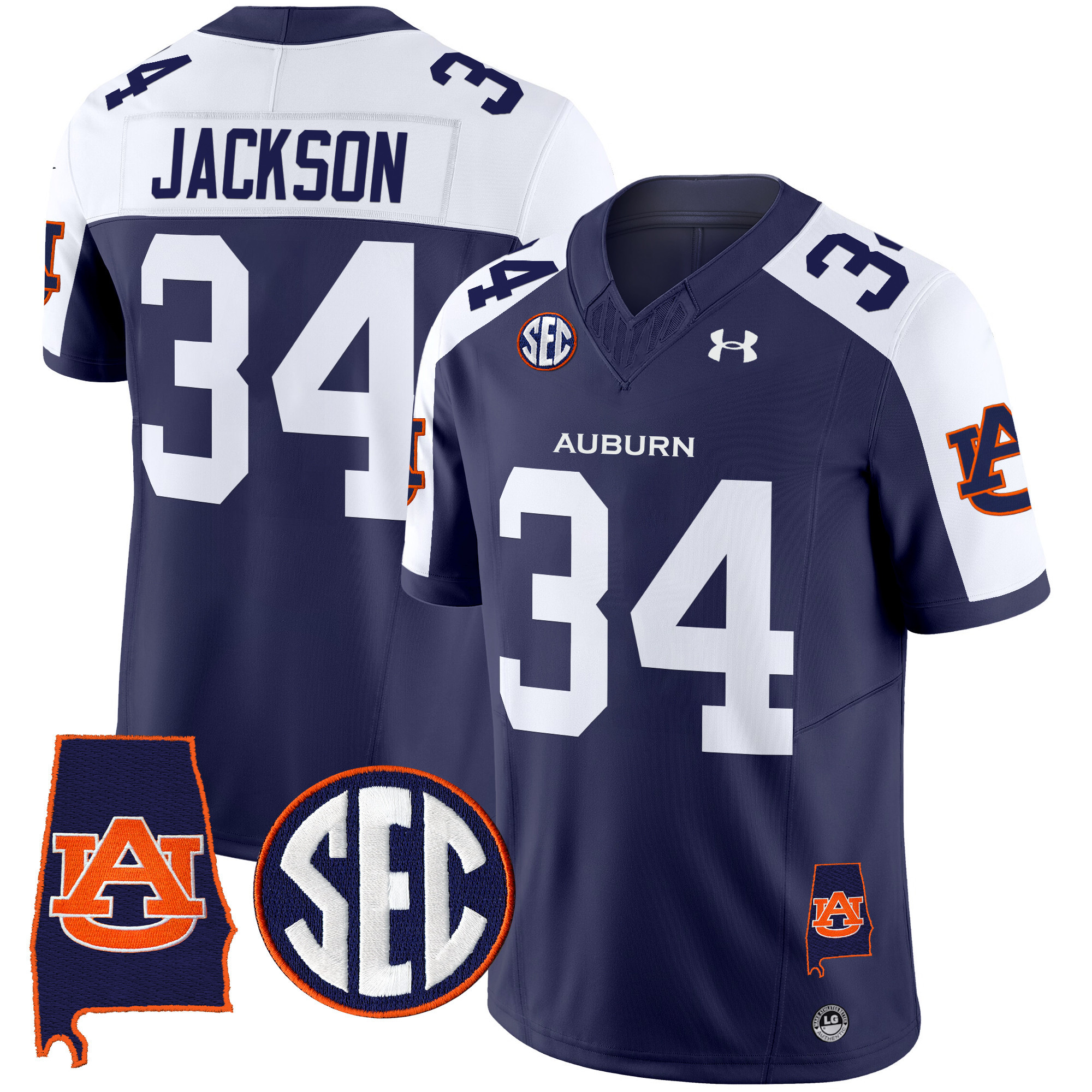 Bo Jackson Men's Auburn Tigers 2025 Alabama Patch Vapor Limited Navy Alternate Jersey - All Stitched