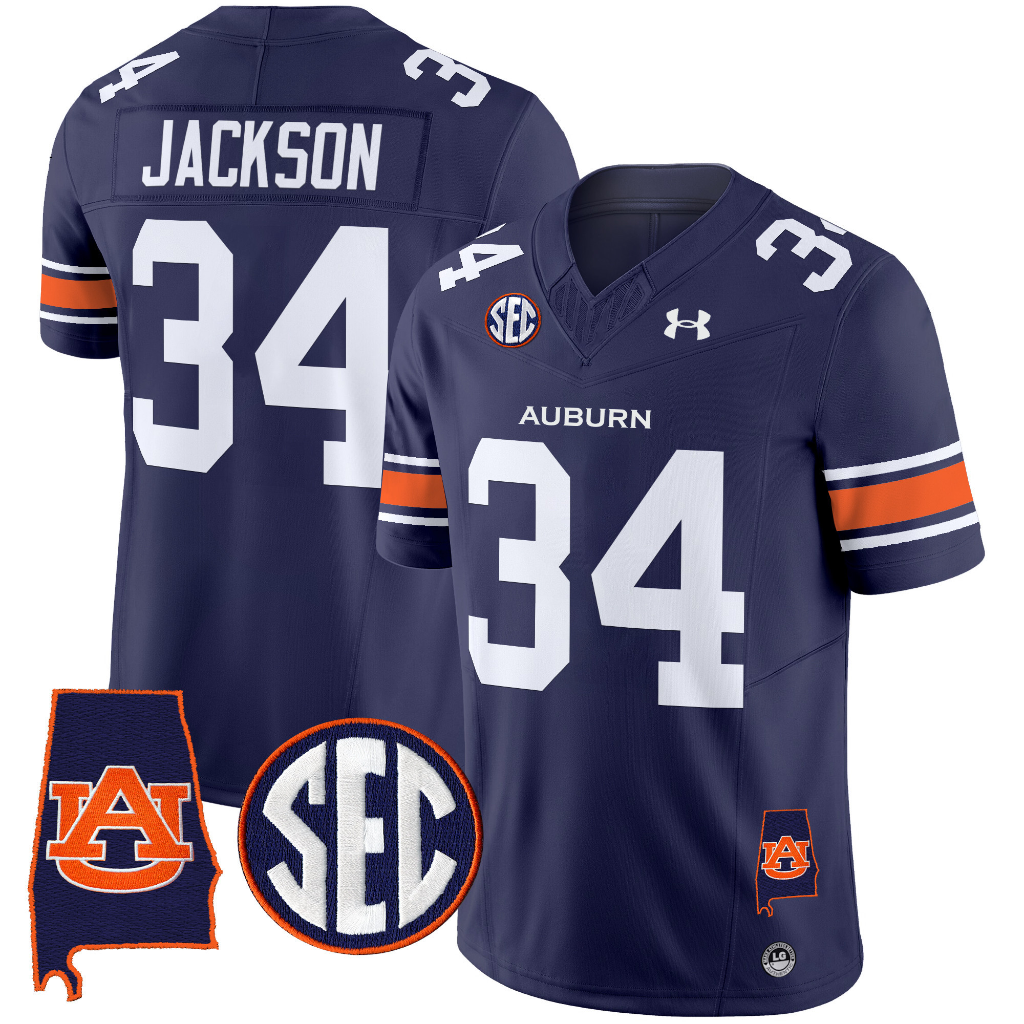 Bo Jackson Men's Auburn Tigers 2025 Alabama Patch Vapor Limited Navy Jersey - All Stitched