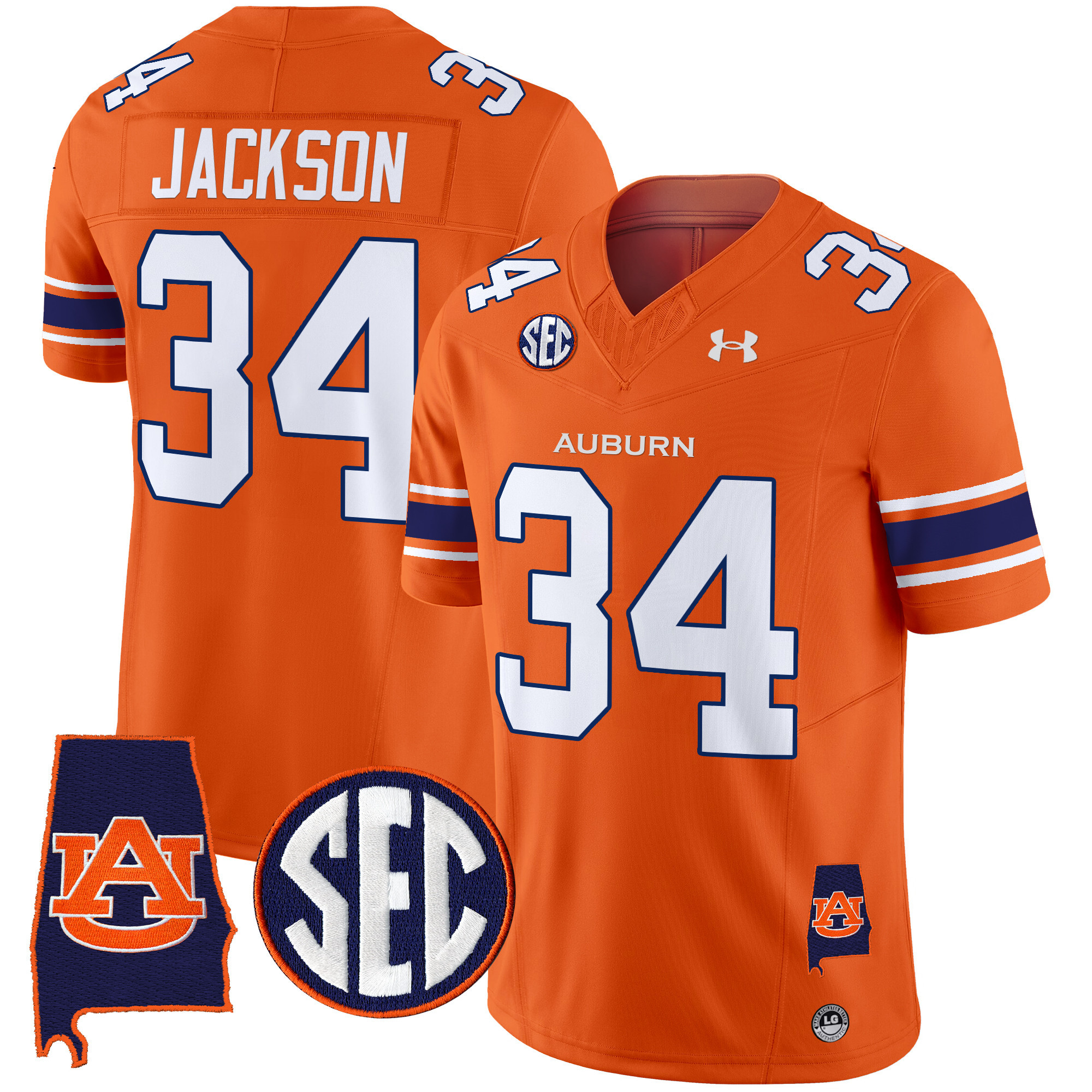 Bo Jackson Men's Auburn Tigers 2025 Alabama Patch Vapor Limited Orange Jersey - All Stitched