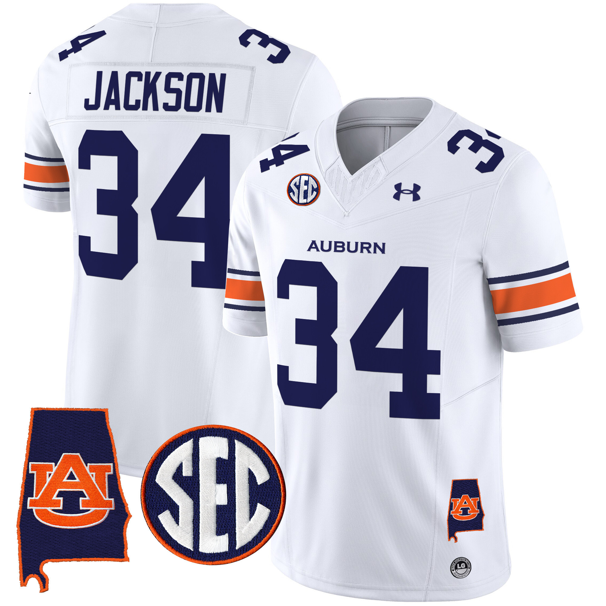 Bo Jackson Men's Auburn Tigers 2025 Alabama Patch Vapor Limited White Jersey - All Stitched
