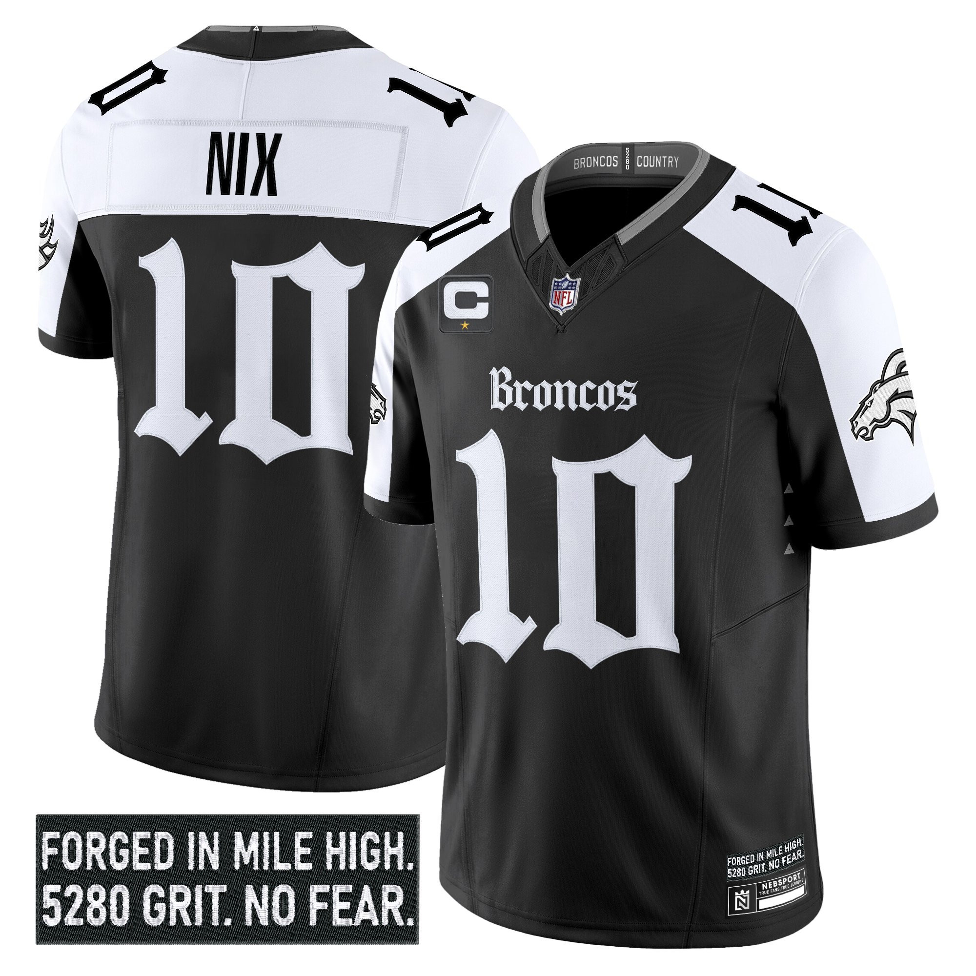 Bo Nix Men's Denver Broncos Gothic Mile High Shadows Edition Vapor Limited Alternate Jersey - All Stitched