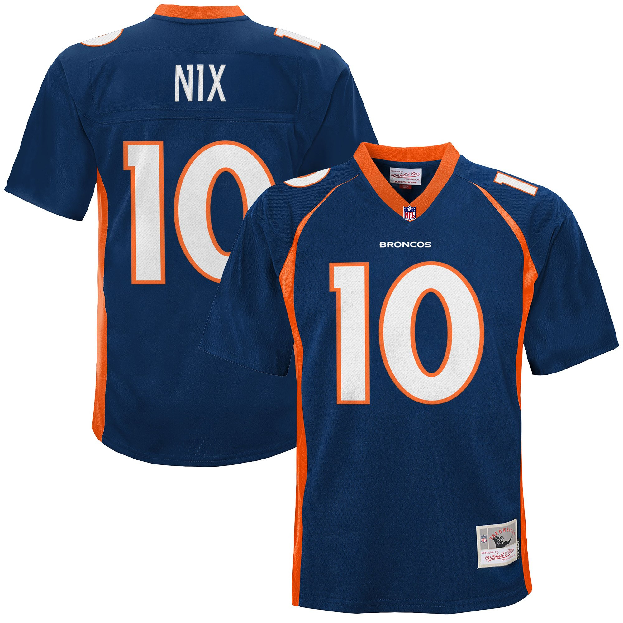 Bo Nix Men's Denver Broncos Throwback Player Navy Jersey - All Stitched