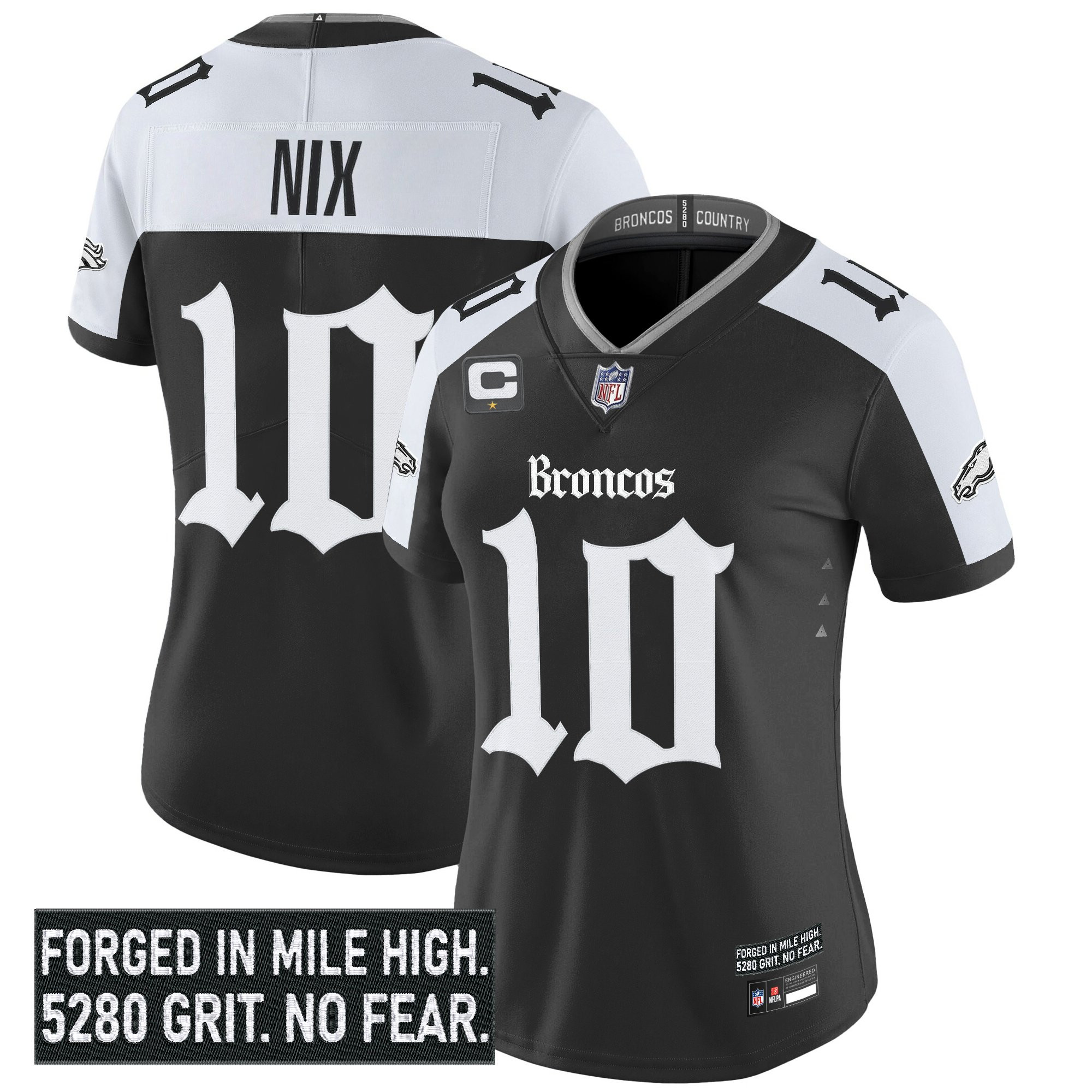 Bo Nix Women's Denver Broncos Gothic Mile High Shadows Edition Vapor Limited Alternate Jersey - All Stitched