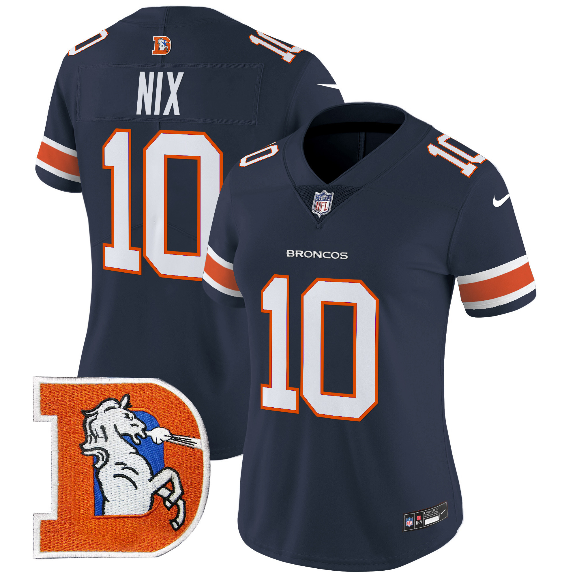 Bo Nix Women's Denver Broncos Throwback Vapor Limited Navy Jersey V2 - All Stitched