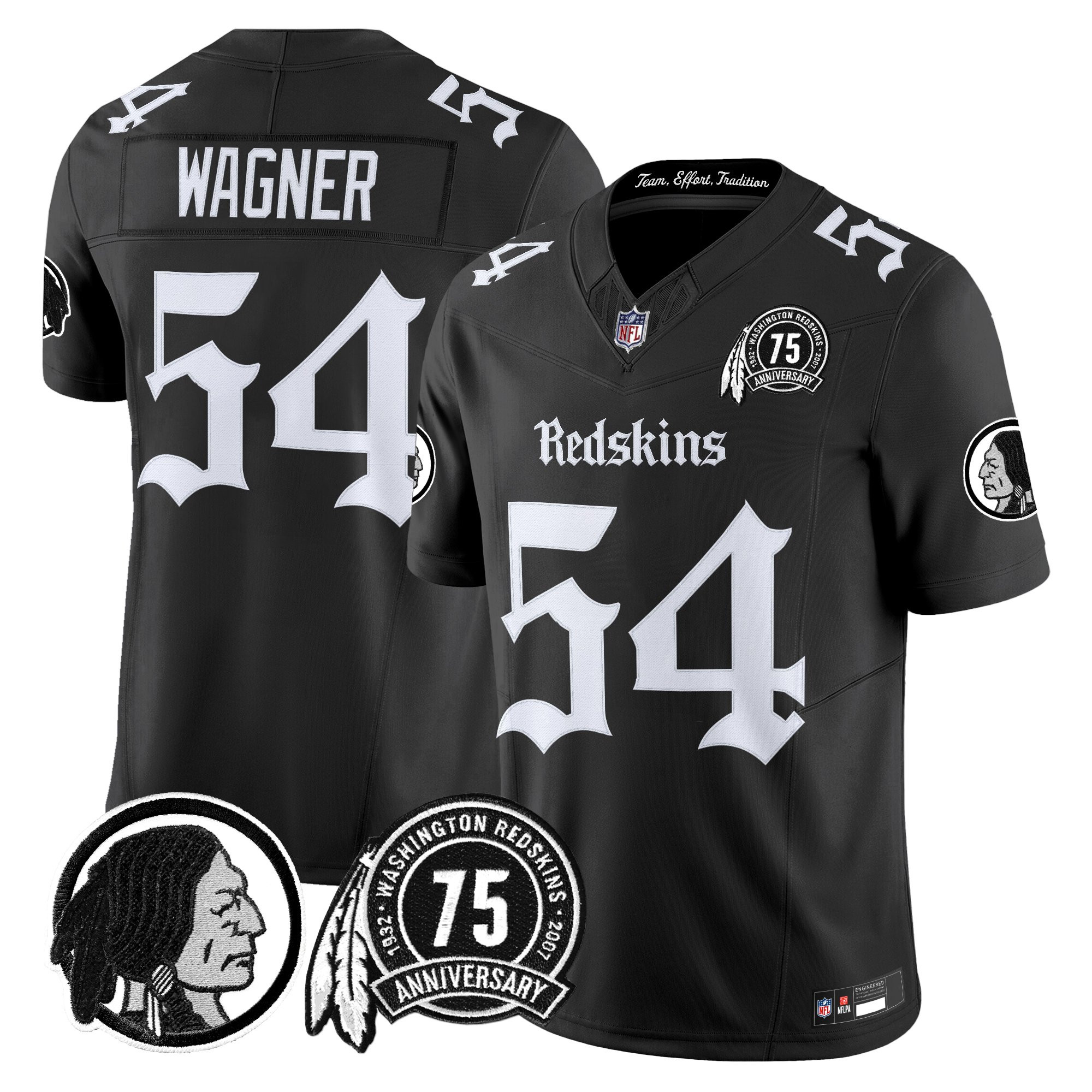 Bobby Wagner Men's Washington Commanders Gothic Capital Edition Vapor Limited Black Jersey - All Stitched