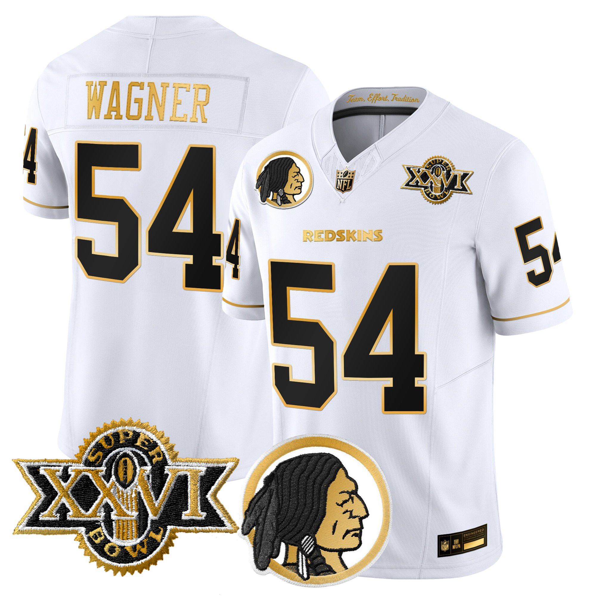 Bobby Wagner Men's Washington Commanders Throwback 1992 Super Bowl XXVI Patch Gold Vapor Limited White Gold Jersey - All Stitched