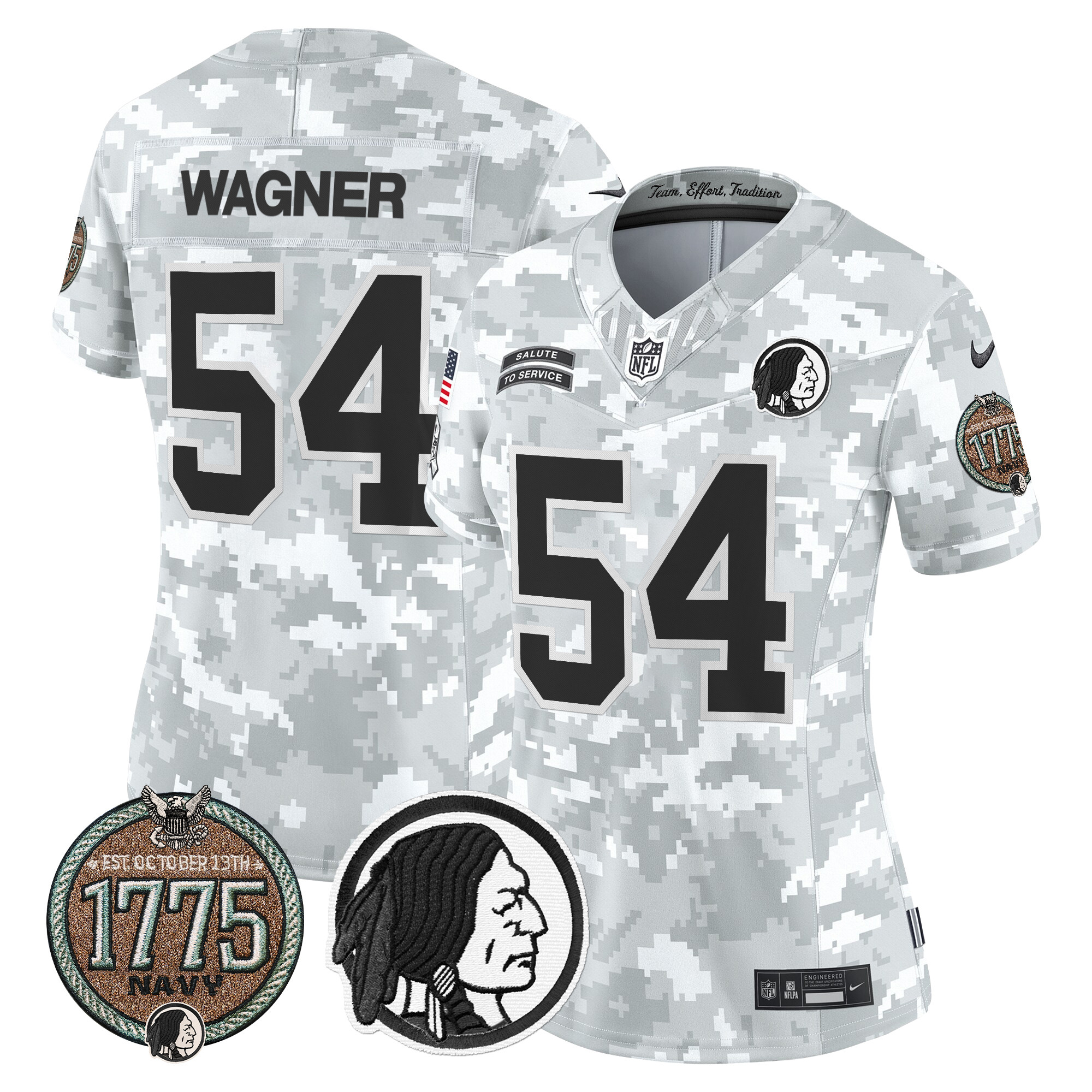 Bobby Wagner Women's Washington Redskins 2024 Salute to Service Establishment Year Patch Vapor Limited Navy Jersey - All Stitched