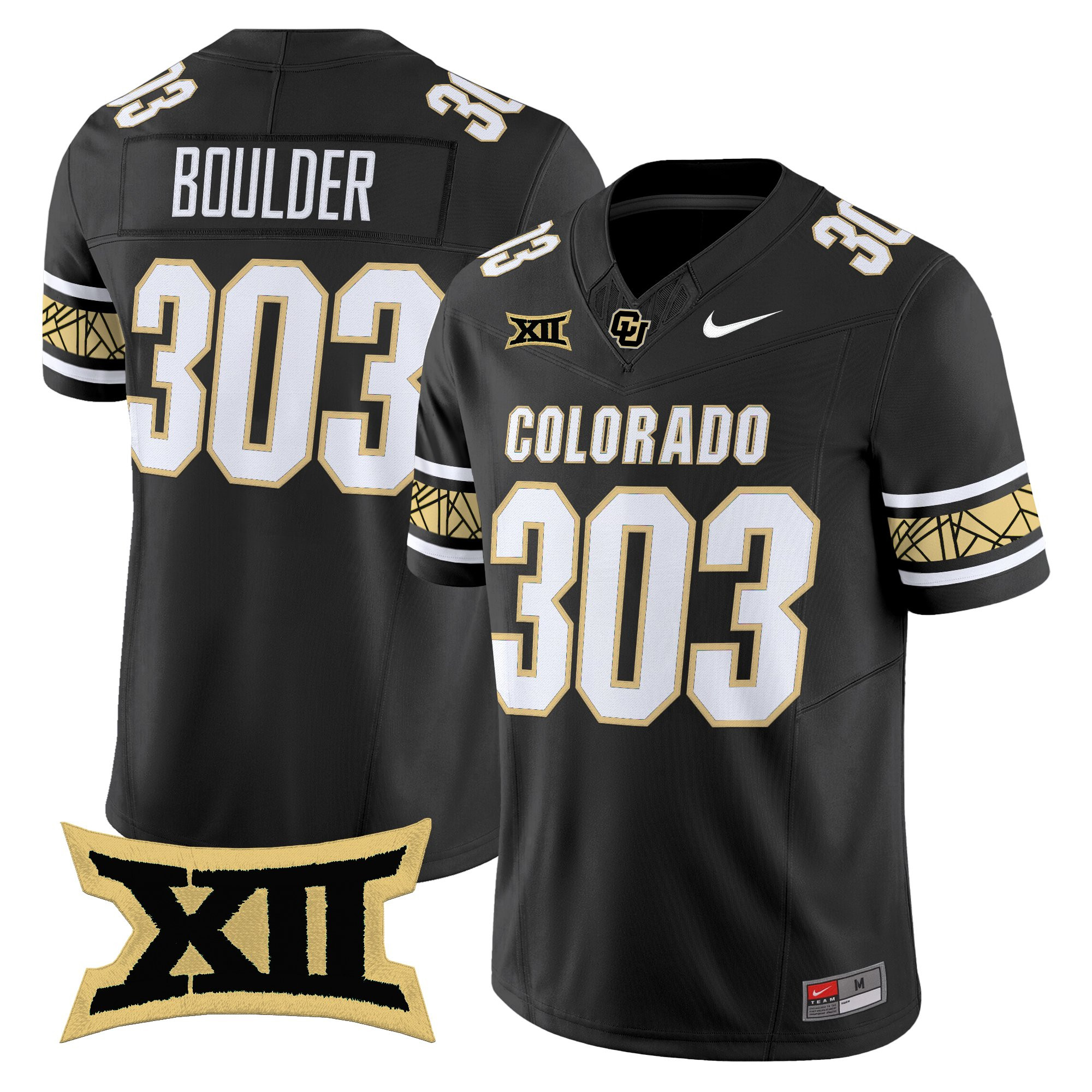 Boulder 303 Men's Colorado Buffaloes 2025 Vapor Limited Black Jersey V2 - All Stitched