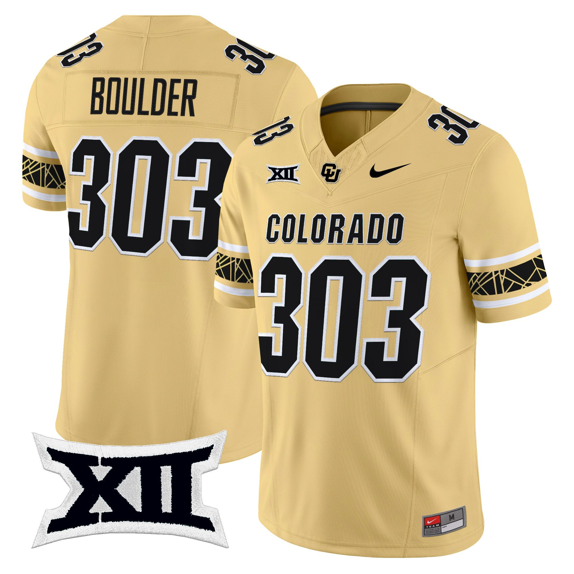 Boulder 303 Men's Colorado Buffaloes 2025 Vapor Limited Gold Jersey V2 - All Stitched