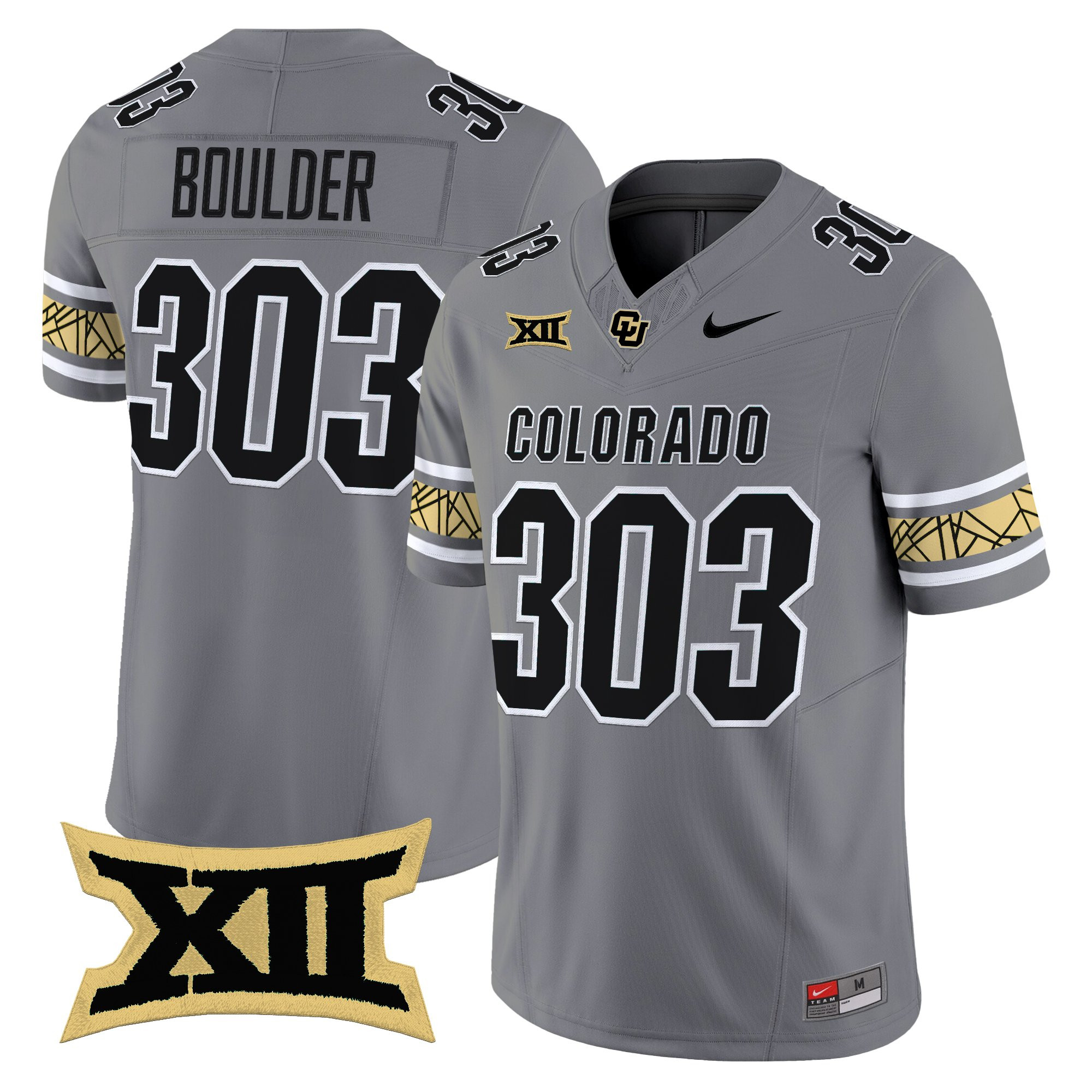 Boulder 303 Men's Colorado Buffaloes 2025 Vapor Limited Gray Jersey V2 - All Stitched