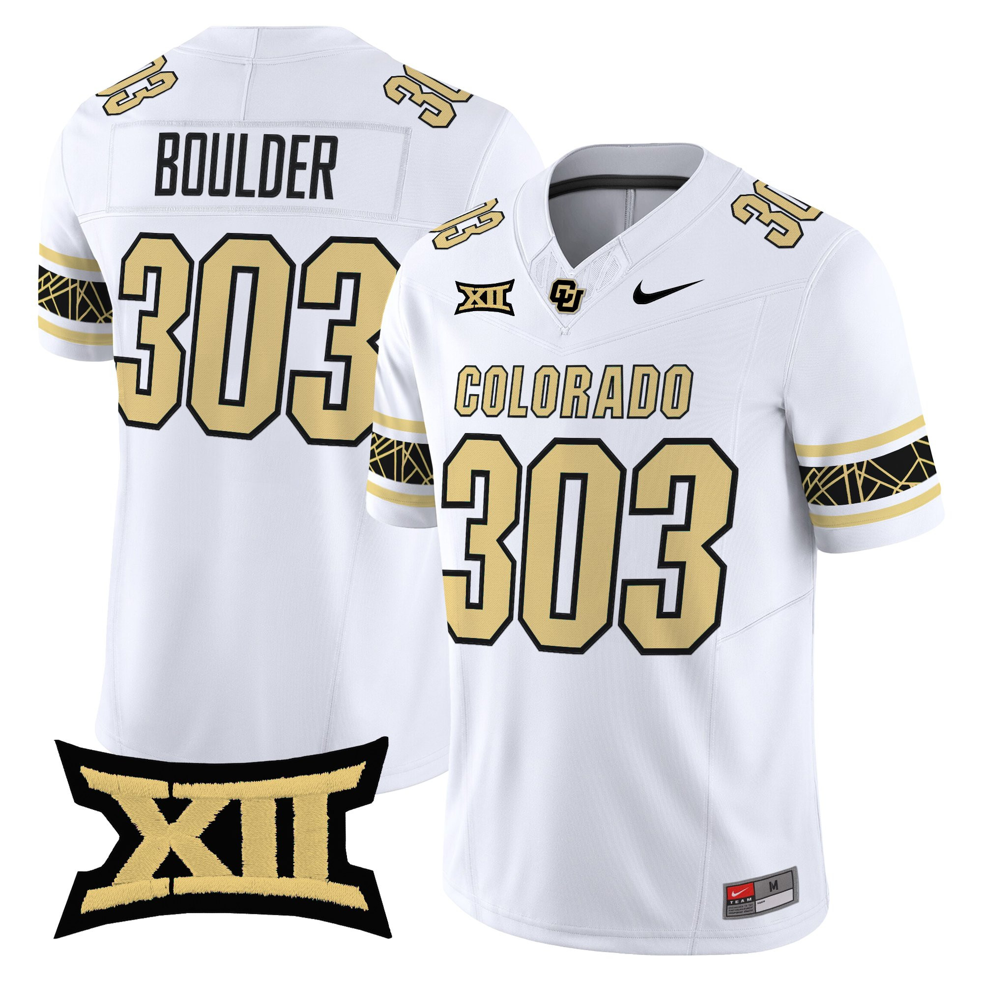 Boulder 303 Men's Colorado Buffaloes 2025 Vapor Limited White Jersey V2 - All Stitched