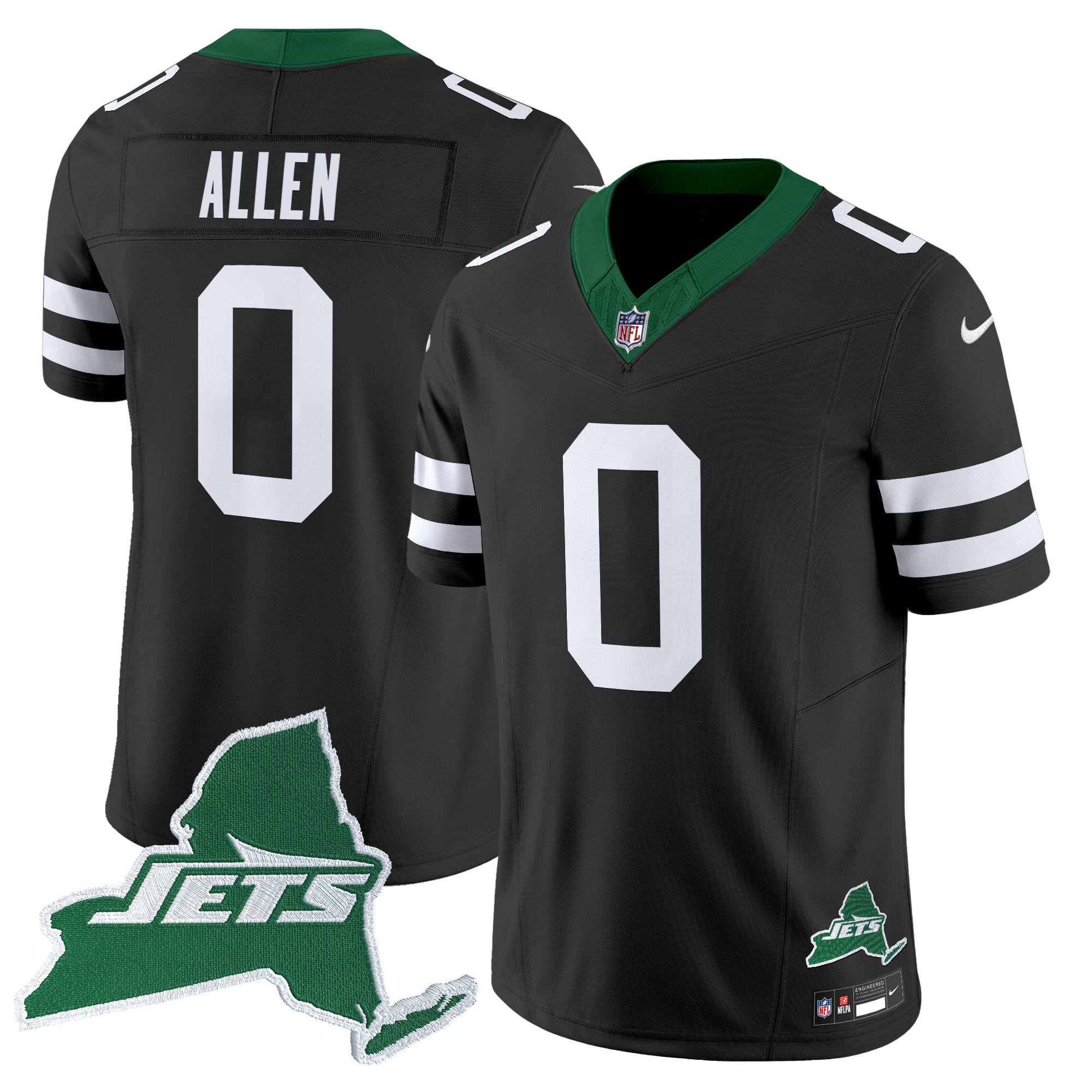 Braelon Allen Men's New York Jets Home Patch Vapor Legacy Limited Black Jersey - All Stitched