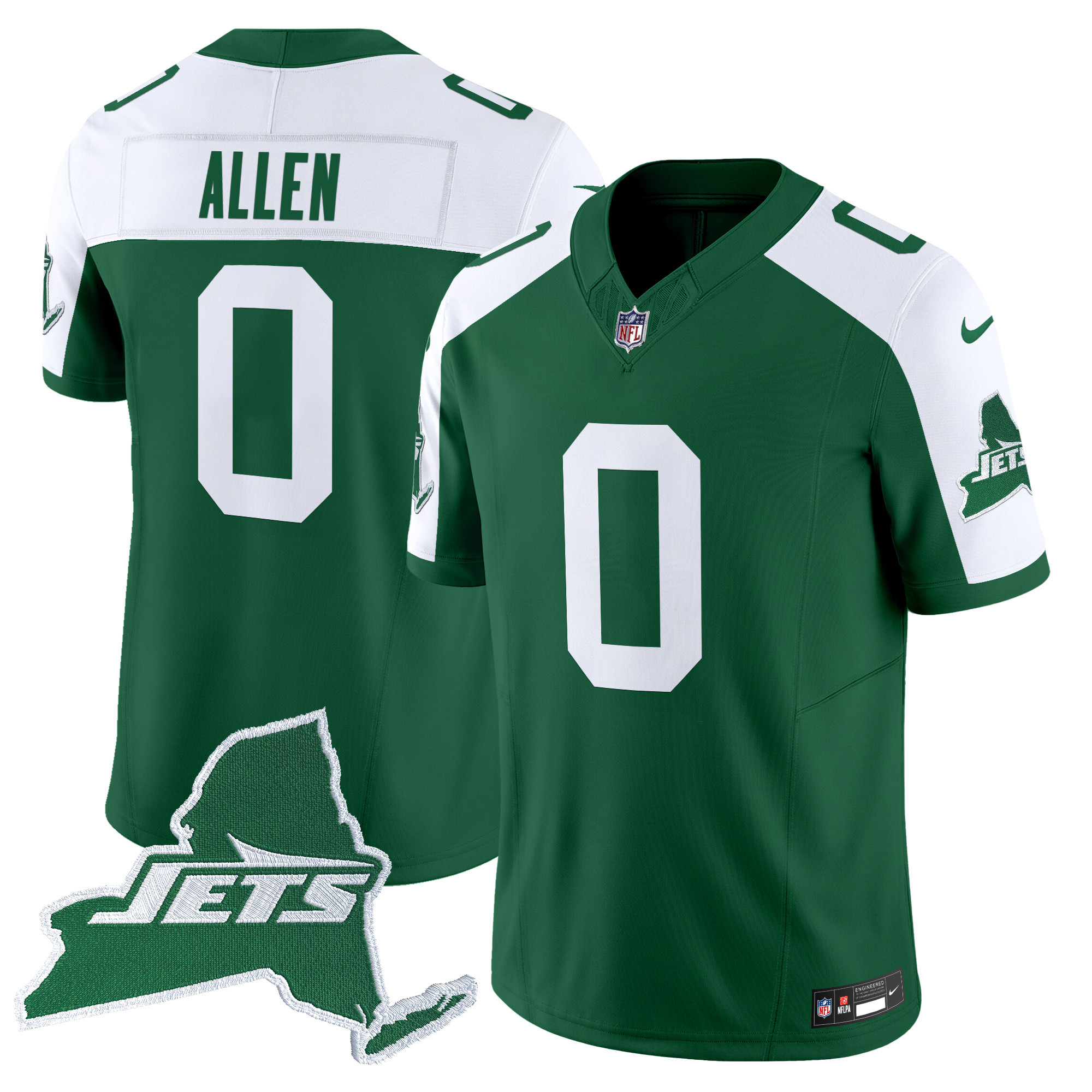 Braelon Allen Men's New York Jets Home Patch Vapor Legacy Limited Green Alternate Jersey - All Stitched