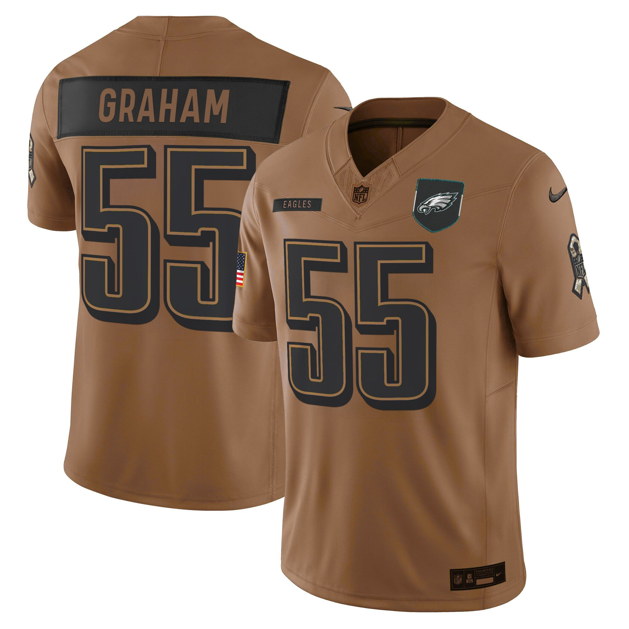 Brandon Graham Men's Philadelphia Eagles 2025 Salute to Service Limited Brown Jersey - All Stitched