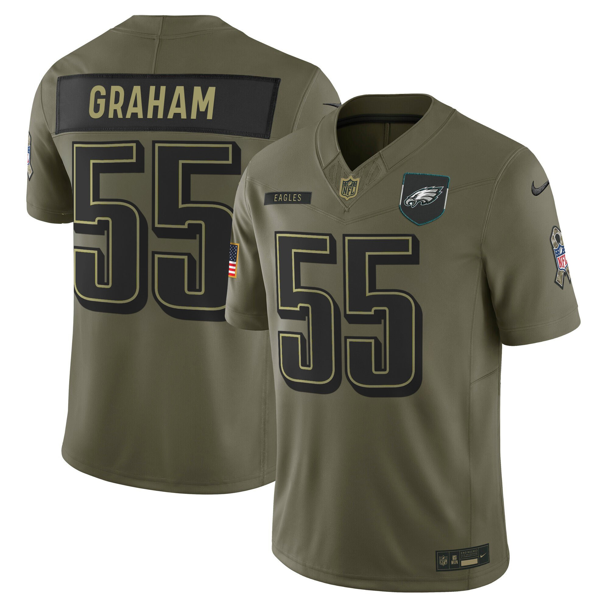 Brandon Graham Men's Philadelphia Eagles 2025 Salute to Service Limited Olive Jersey - All Stitched