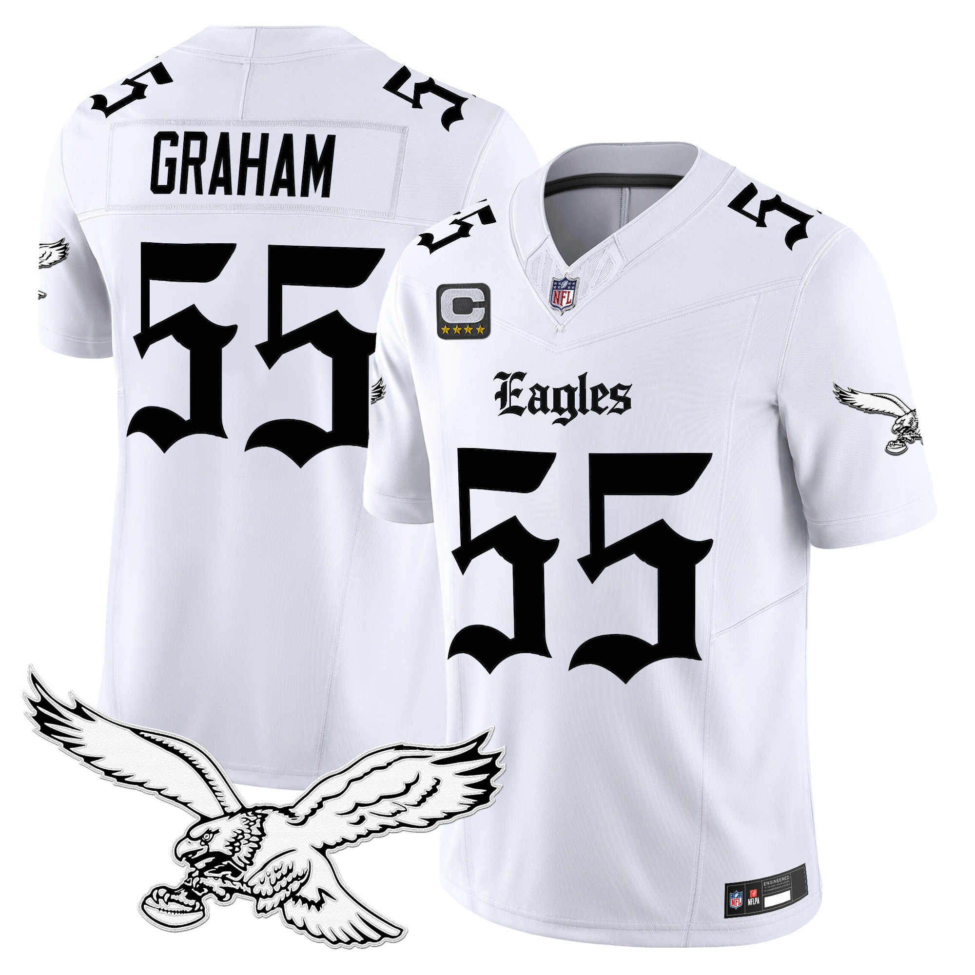 Brandon Graham Men's Philadelphia Eagles Gothic Philly Edition Vapor Limited White Jersey - All Stitched