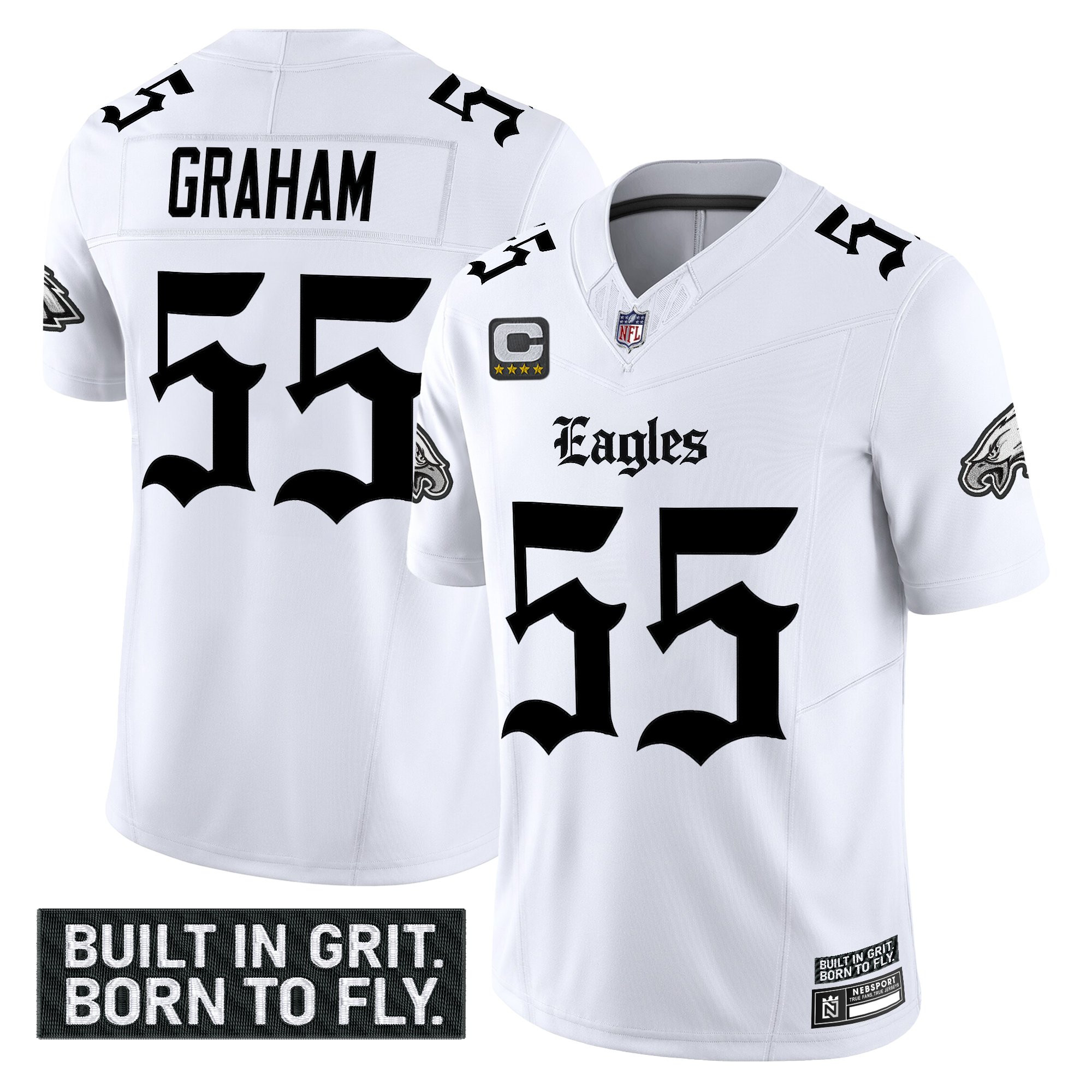 Brandon Graham Men's Philadelphia Eagles Gothic Philly Edition Vapor Limited White Jersey V2 - All Stitched