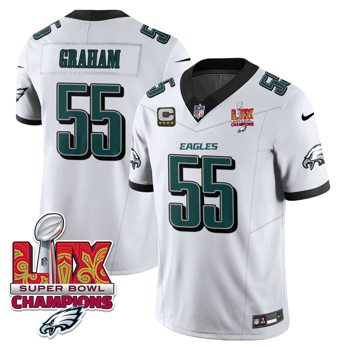 Brandon Graham Men's Philadelphia Eagles Super Bowl LIX Champions Vapor Limited White Jersey - All Stitched