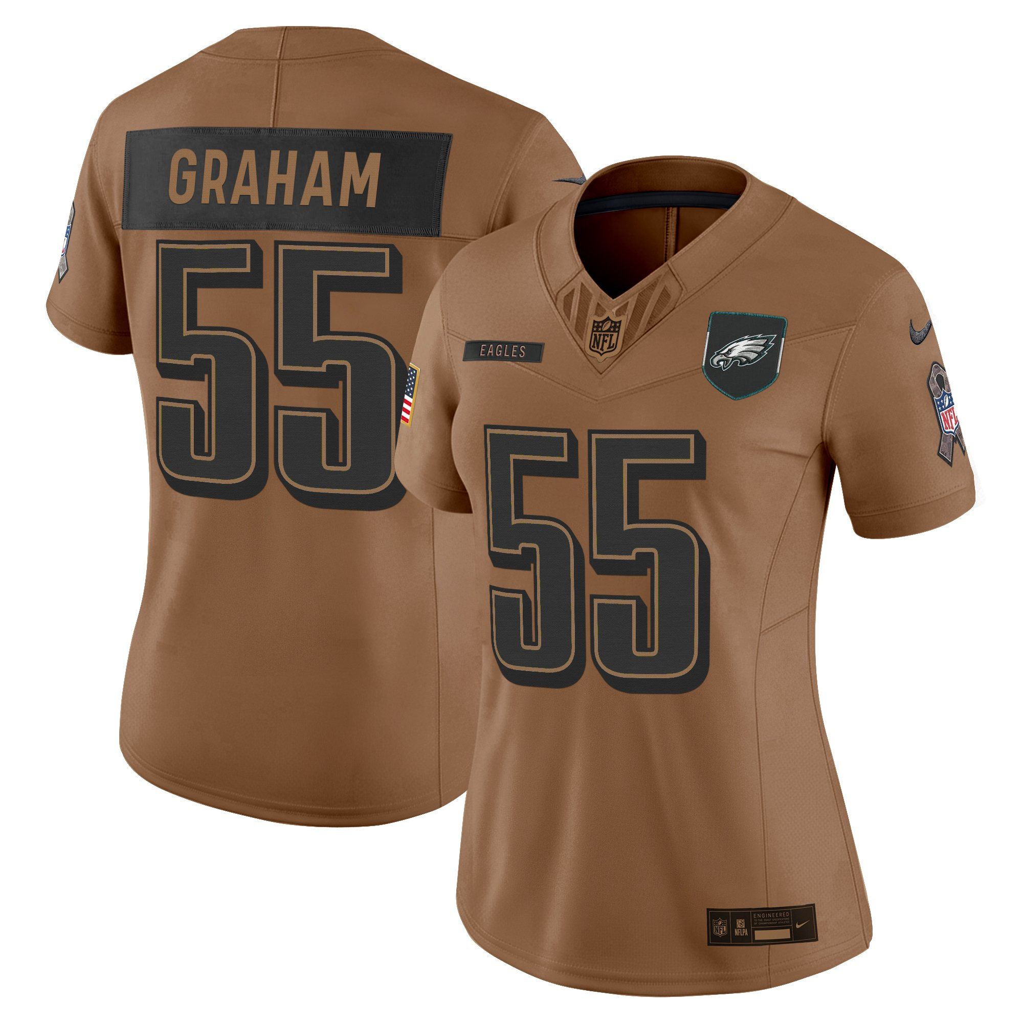 Brandon Graham Women's Philadelphia Eagles 2025 Salute to Service Limited Brown Jersey - All Stitched