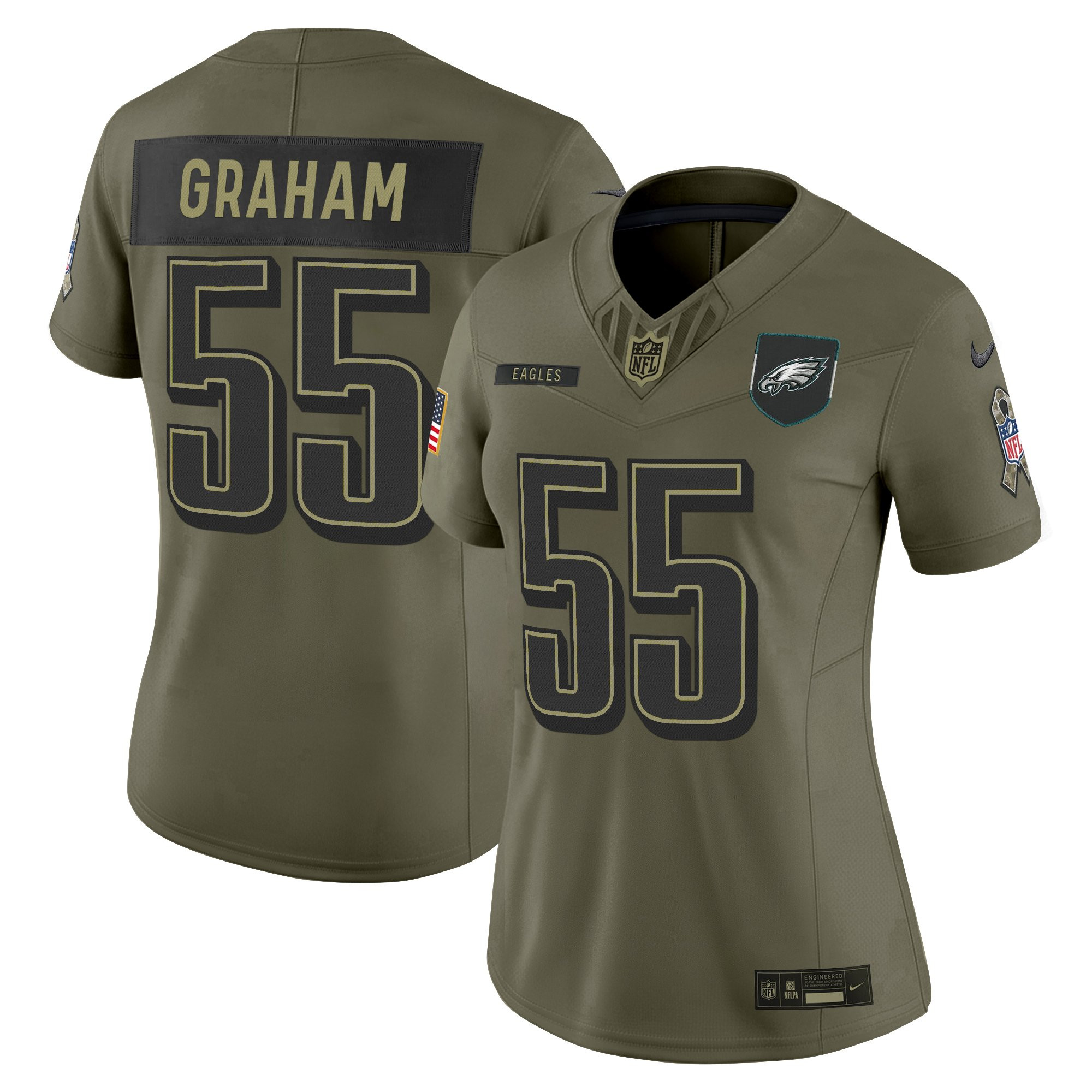Brandon Graham Women's Philadelphia Eagles 2025 Salute to Service Limited Olive Jersey - All Stitched