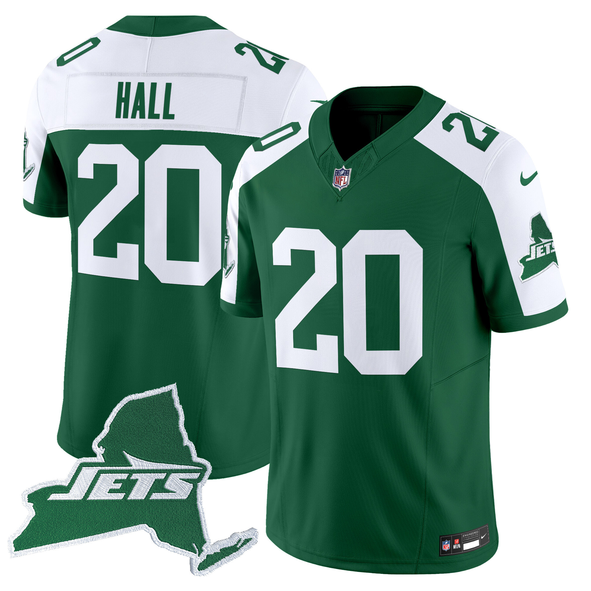 Breece Hall Men's New York Jets Home Patch Vapor Legacy Limited Green Alternate Jersey - All Stitched
