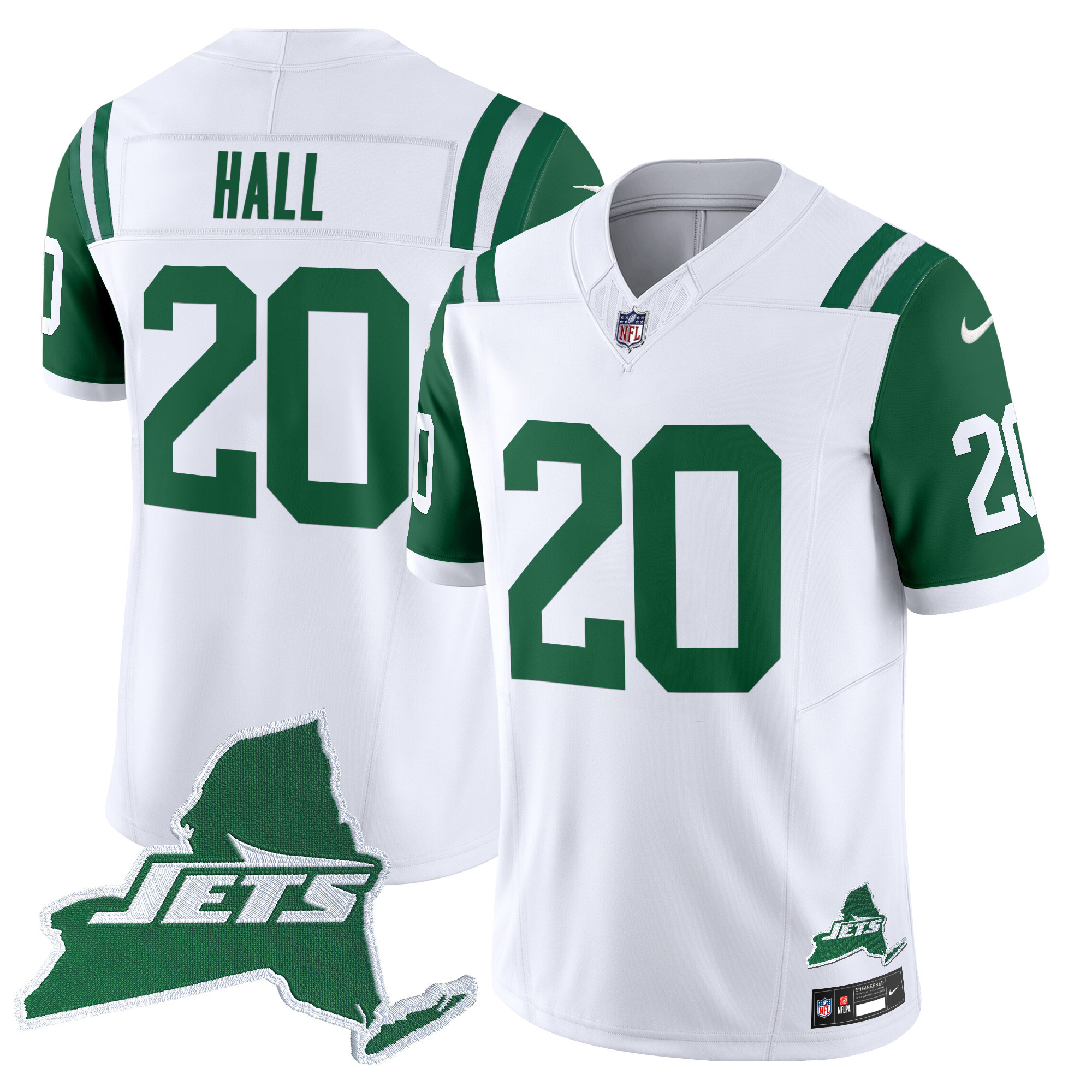 Breece Hall Men's New York Jets Home Patch Vapor Legacy Limited Throwback Jersey - All Stitched
