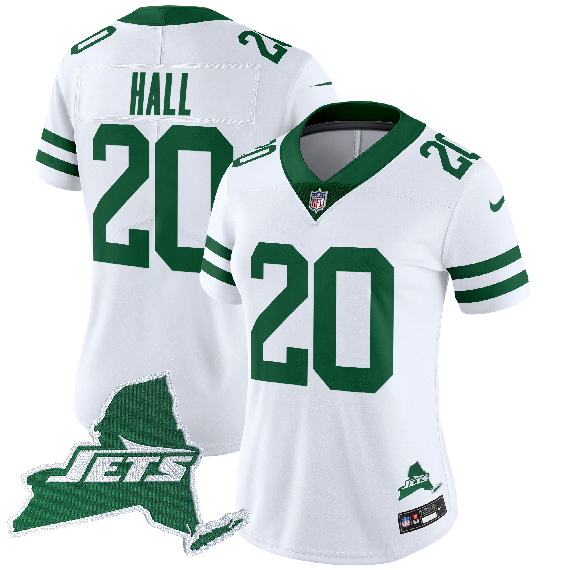 Breece Hall Women's New York Jets Home Patch Vapor Legacy Limited White Jersey - All Stitched