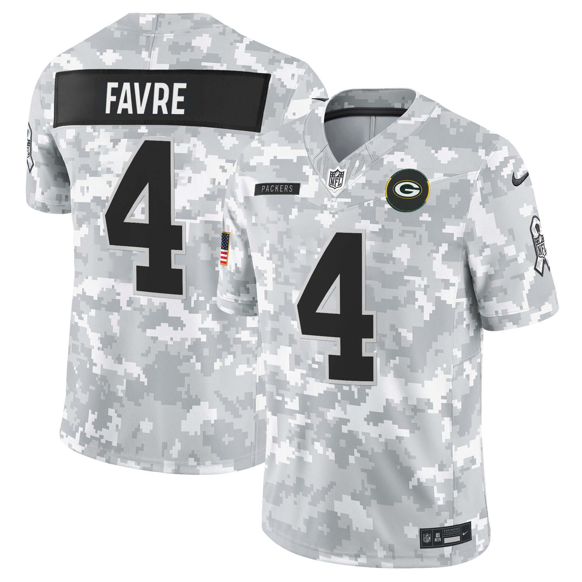 Brett Favre Men's Green Bay Packers 2025 Salute to Service Vapor Limited Arctic Camo Jersey - All Stitched