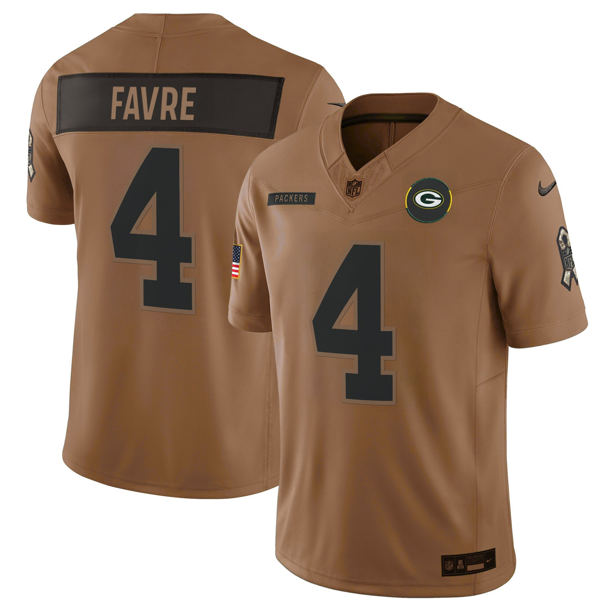 Brett Favre Men's Green Bay Packers 2025 Salute to Service Vapor Limited Brown Jersey - All Stitched