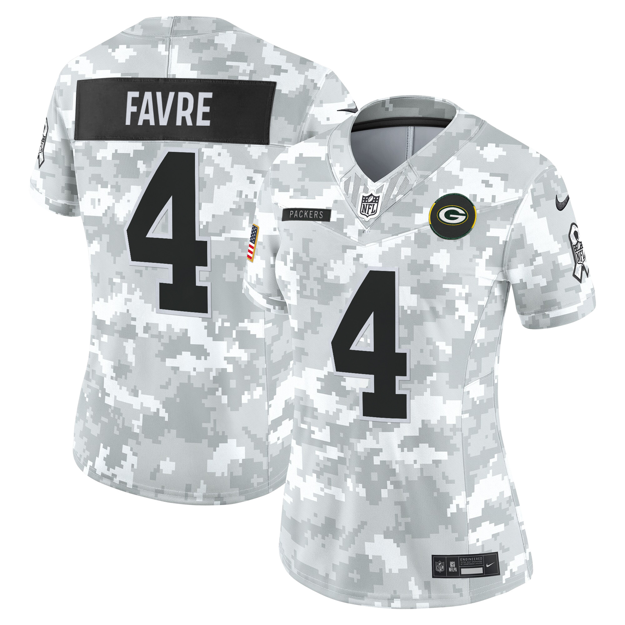 Brett Favre Women's Green Bay Packers 2025 Salute to Service Vapor Limited Arctic Camo Jersey - All Stitched