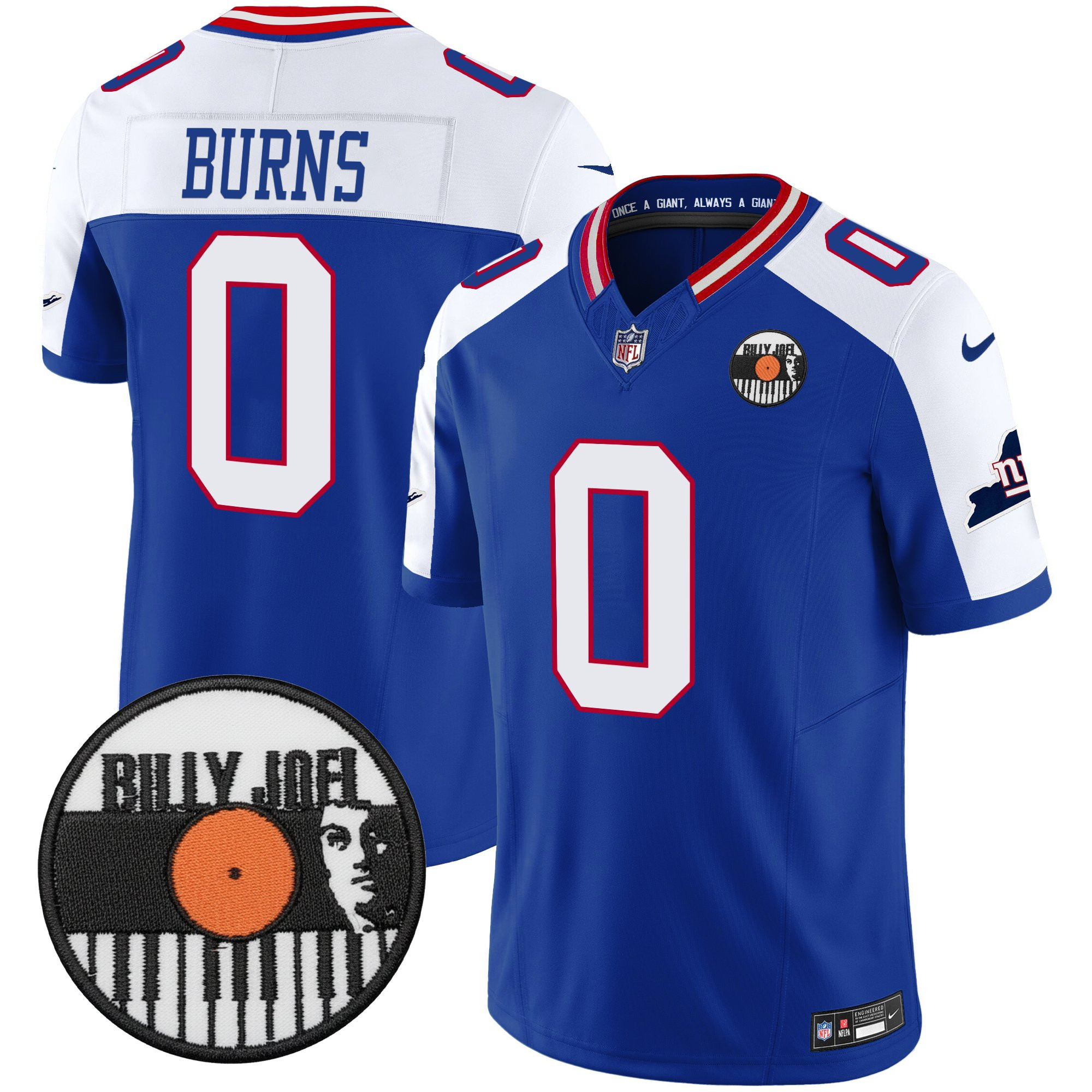 Brian Burns Men's Billy Joel ÃƒÆ’Ã¢â‚¬â€ New York Giants Vapor Limited Royal Alternate Jersey - All stitched