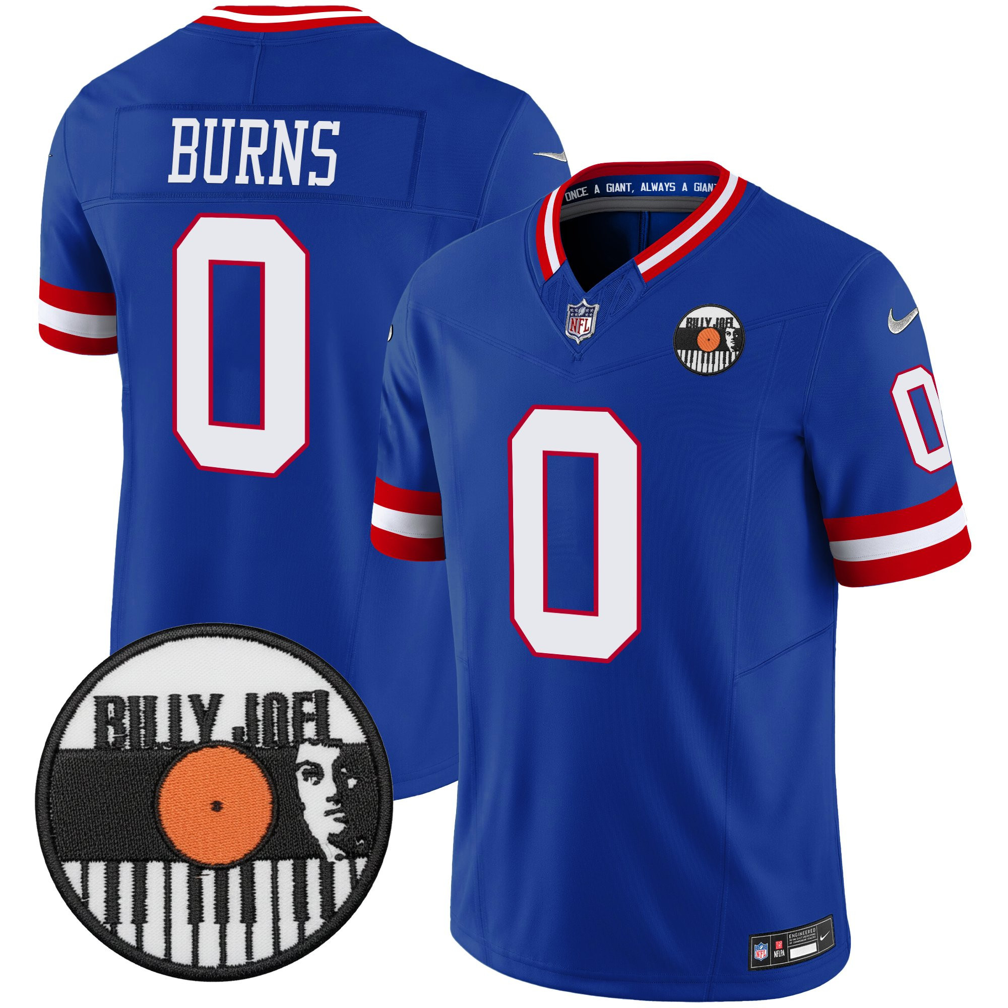 Brian Burns Men's Billy Joel ÃƒÆ’Ã¢â‚¬â€ New York Giants Vapor Limited Royal Jersey - All stitched