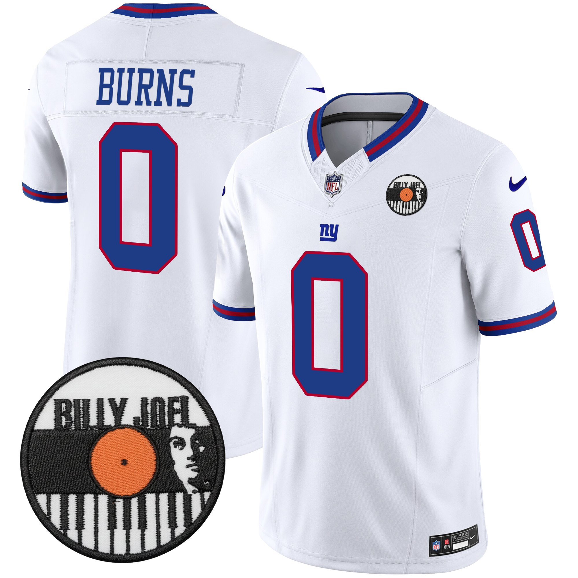 Brian Burns Men's Billy Joel ÃƒÆ’Ã¢â‚¬â€ New York Giants Vapor Limited White Jersey - All stitched