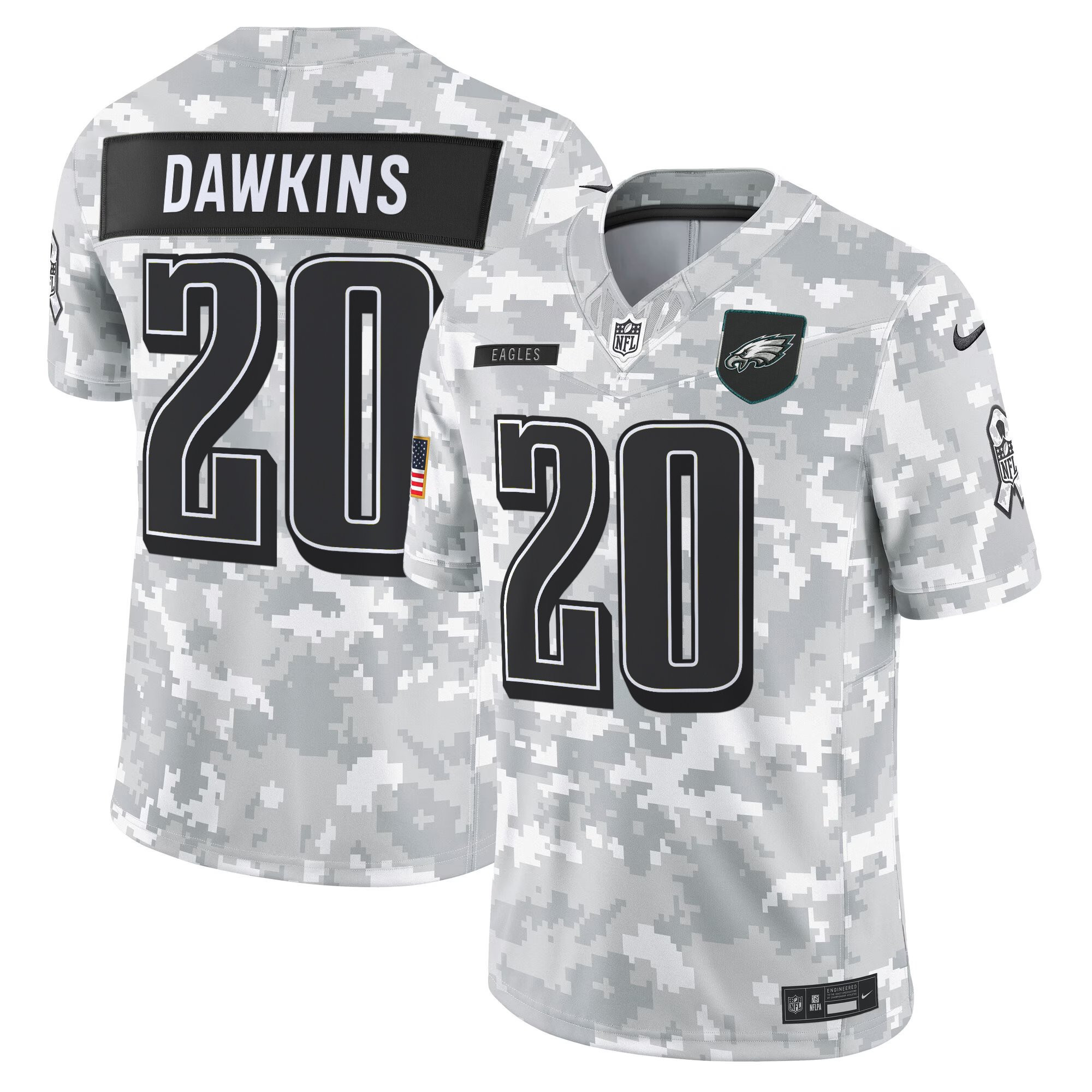 Brian Dawkins Men's Philadelphia Eagles 2025 Salute to Service Limited Arctic Camo Jersey - All Stitched