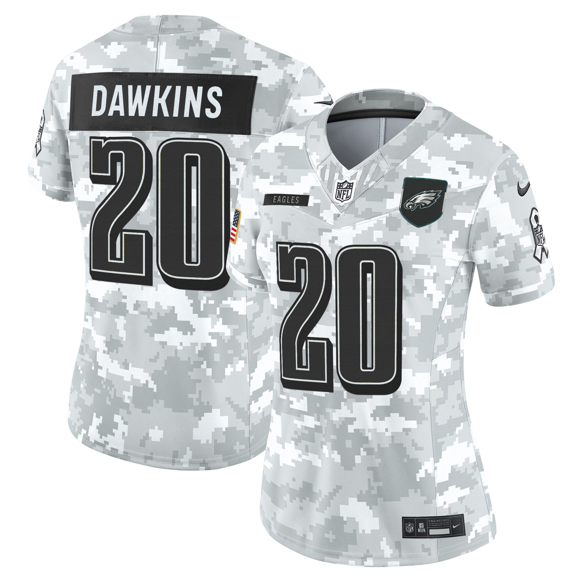 Brian Dawkins Women's Philadelphia Eagles 2025 Salute to Service Limited Arctic Camo Jersey - All Stitched