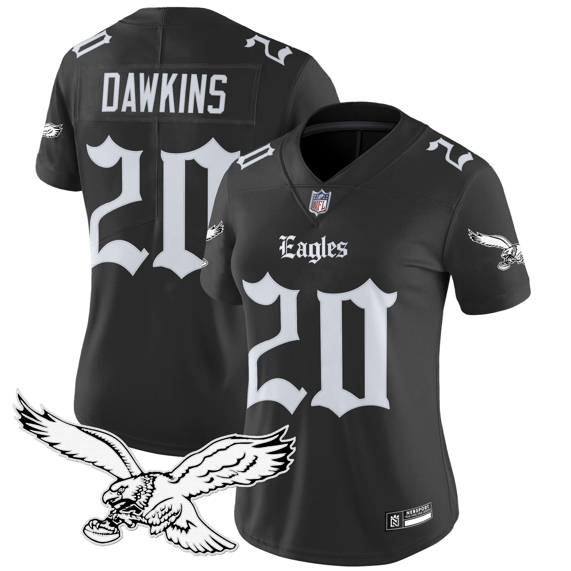 Brian Dawkins Women's Philadelphia Eagles Gothic Philly Edition Vapor Limited Black Jersey - All Stitched