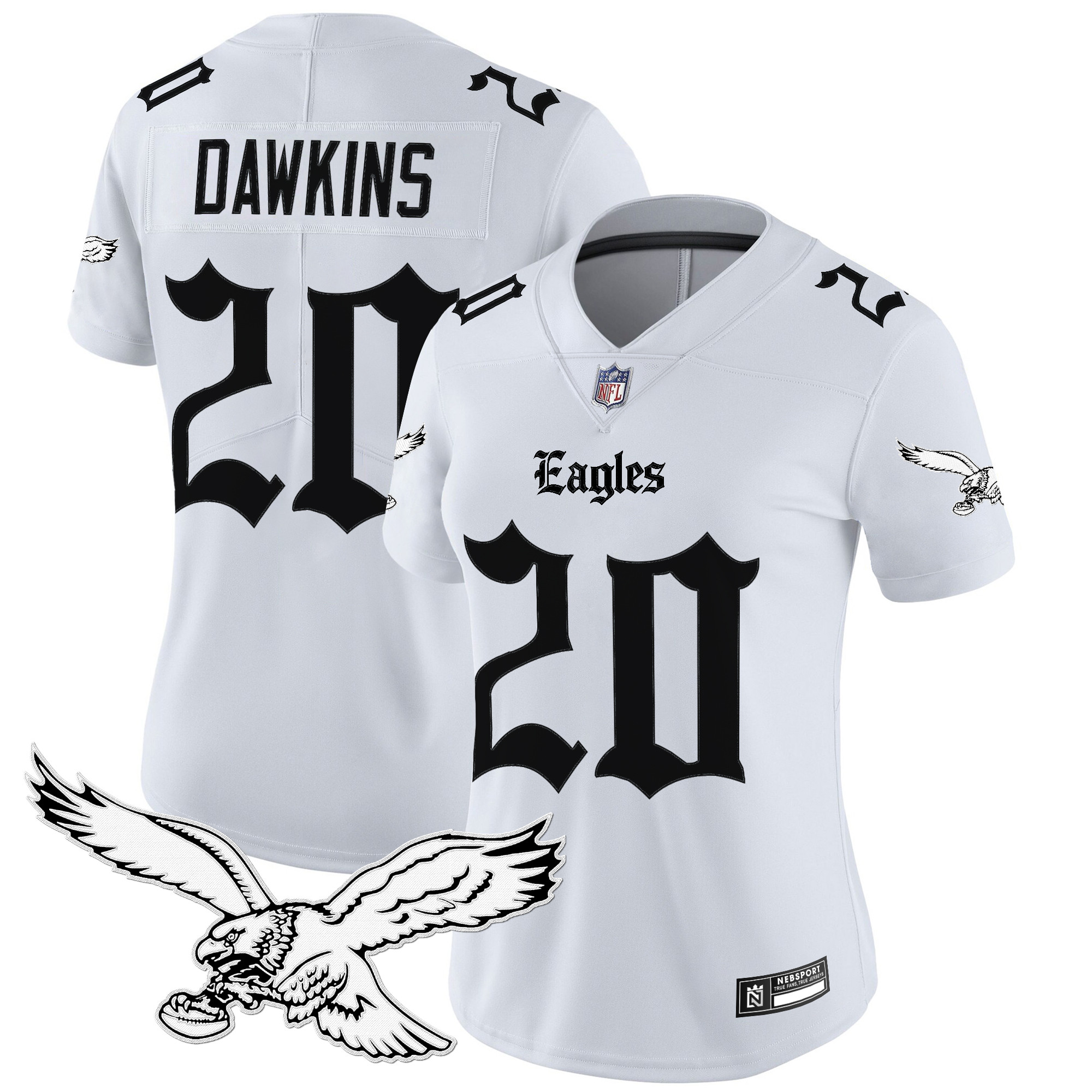 Brian Dawkins Women's Philadelphia Eagles Gothic Philly Edition Vapor Limited White Jersey - All Stitched