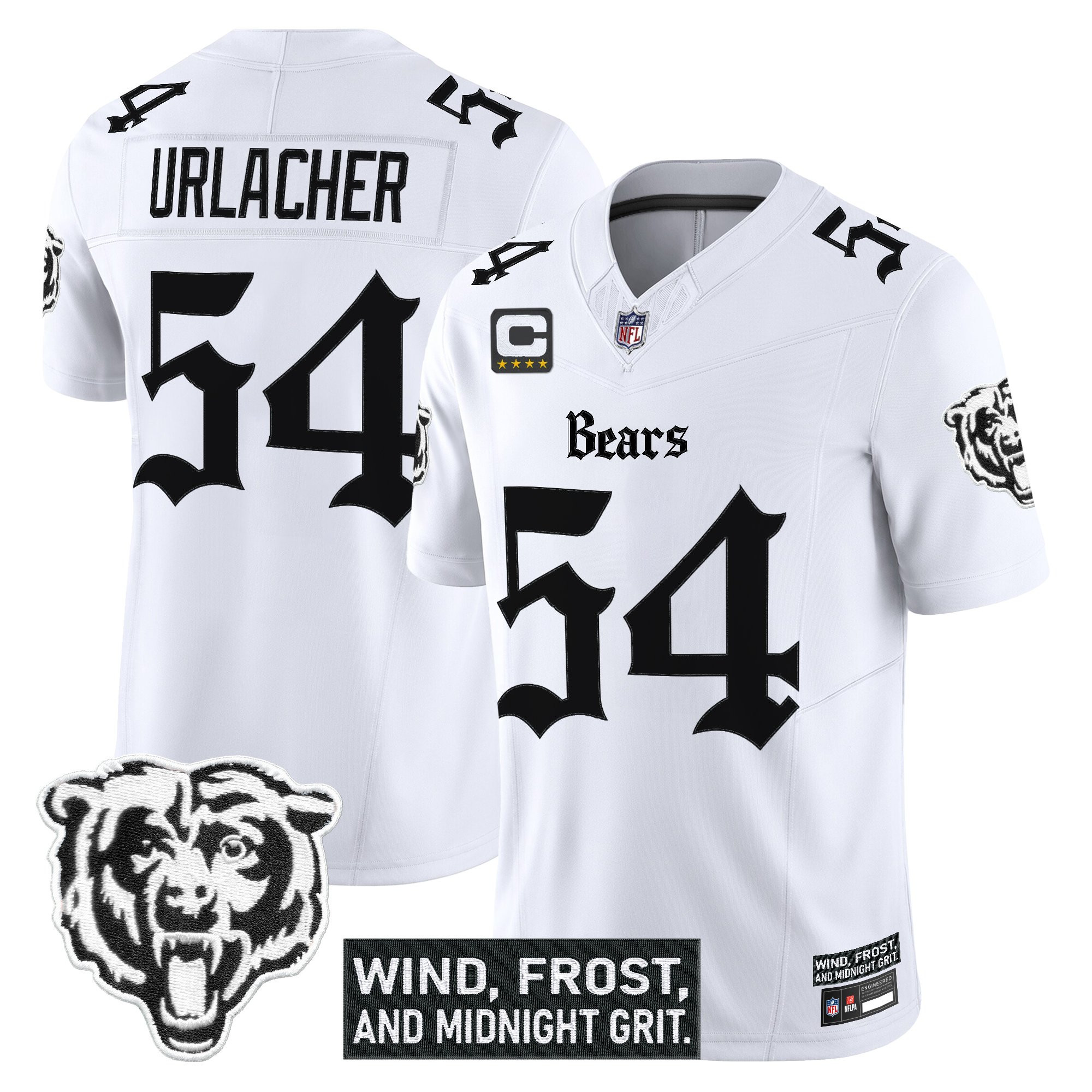 Brian Urlacher Men's Chicago Bears Gothic Midway Legacy Vapor Limited White Jersey - All Stitched