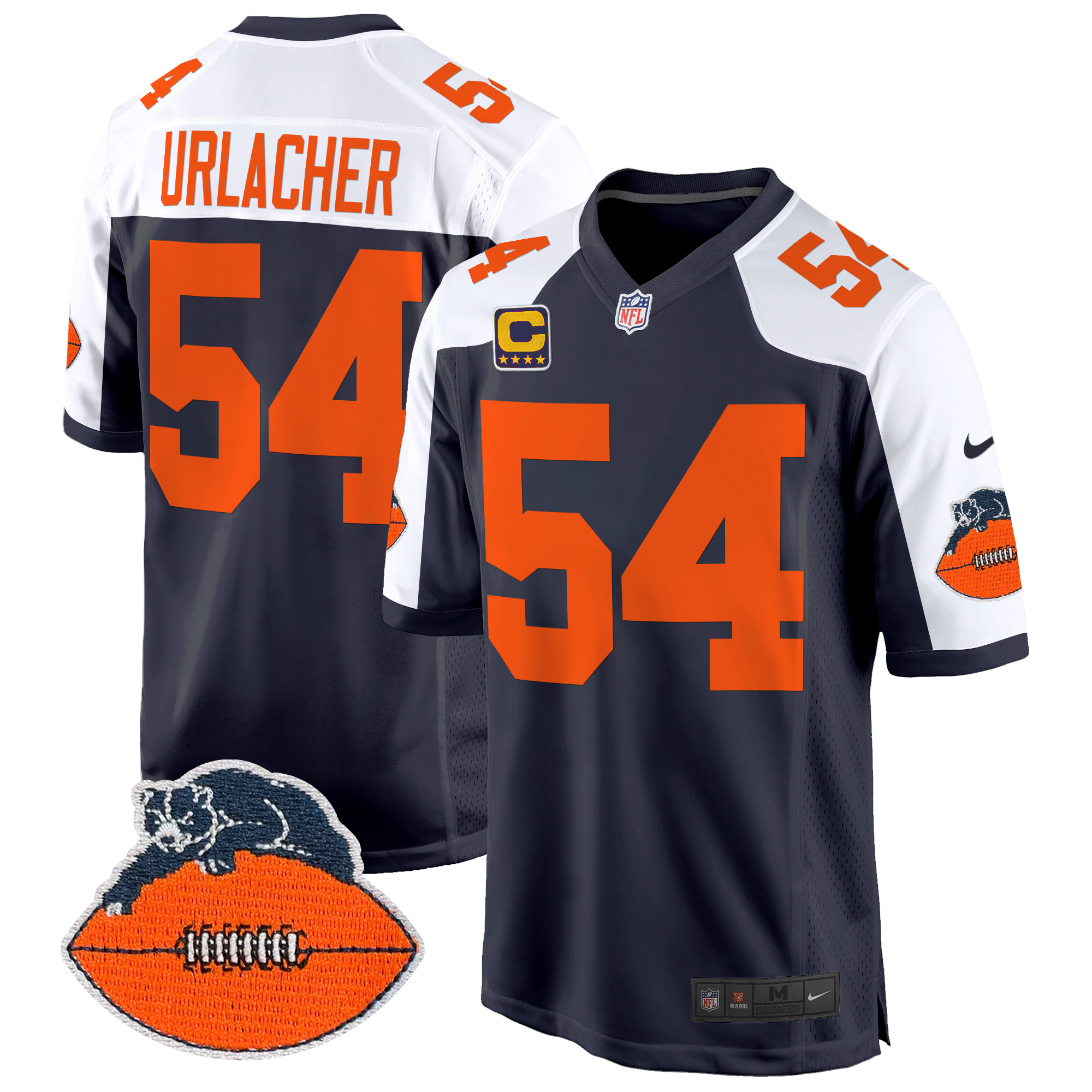 Brian Urlacher Men's Chicago Bears Throwback Game Navy Alternate Jersey - All Stitched