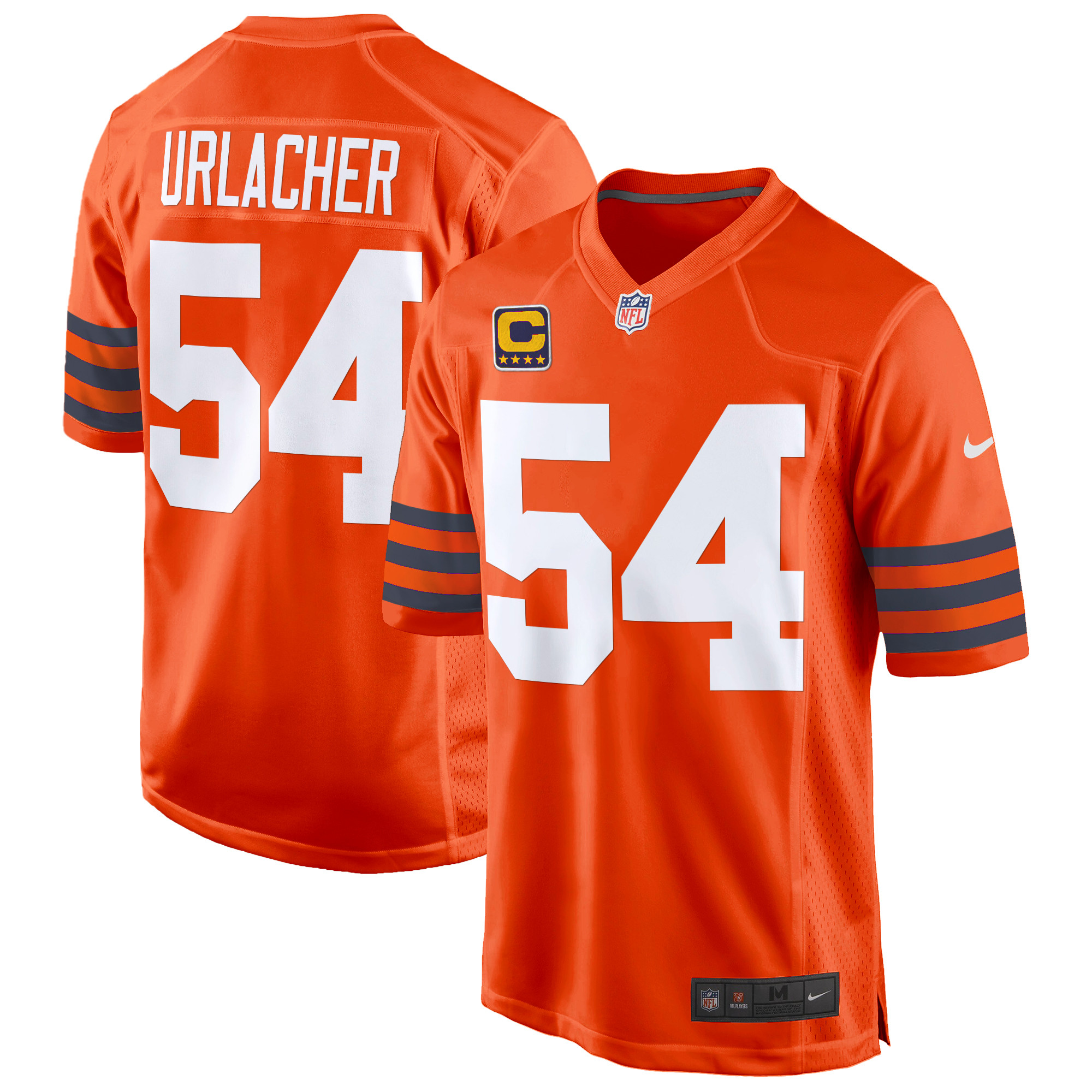 Brian Urlacher Men's Chicago Bears Throwback Game Orange Jersey - All Stitched