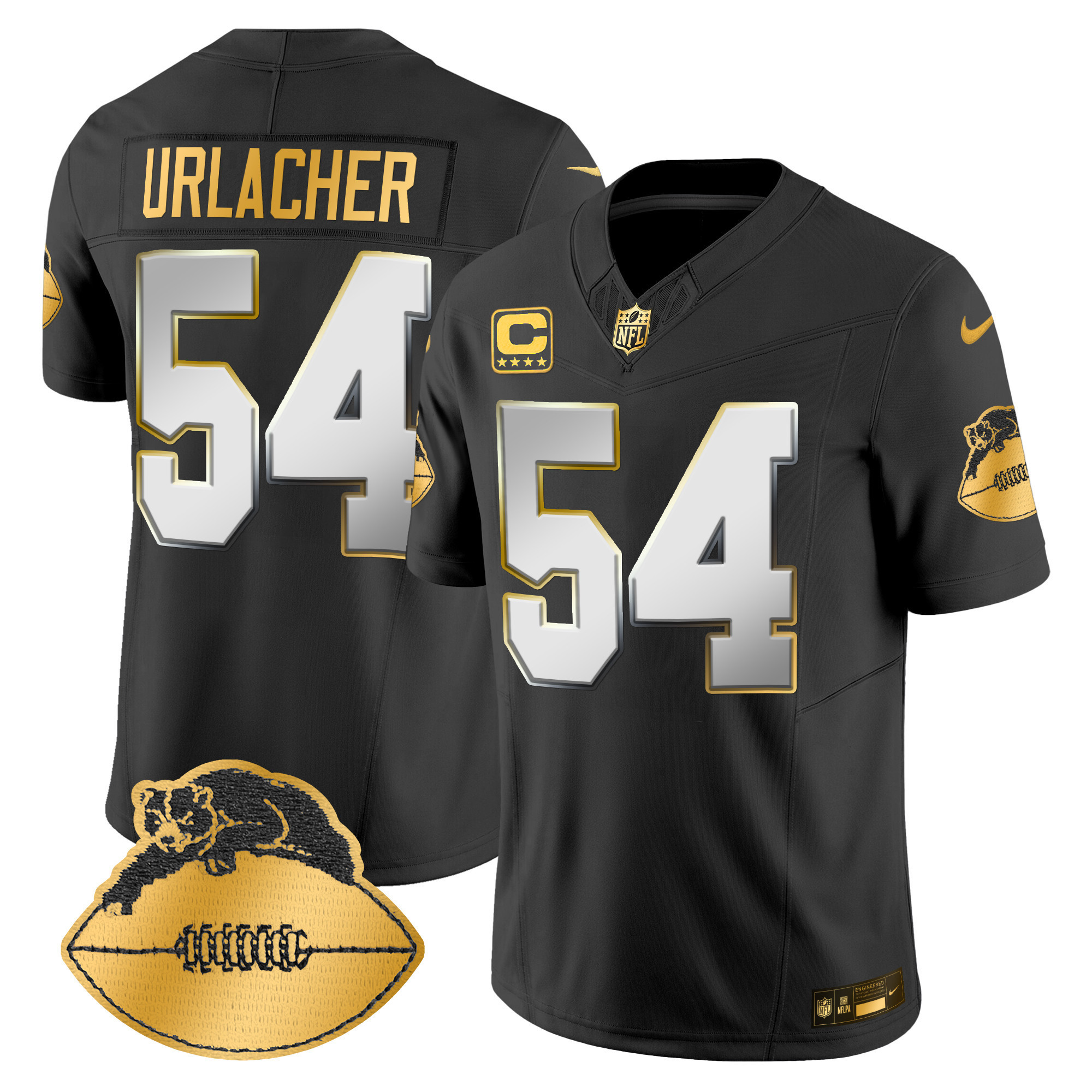 Brian Urlacher Men's Chicago Bears Throwback Gold Vapor Limited Black Limited Jersey - All Stitched