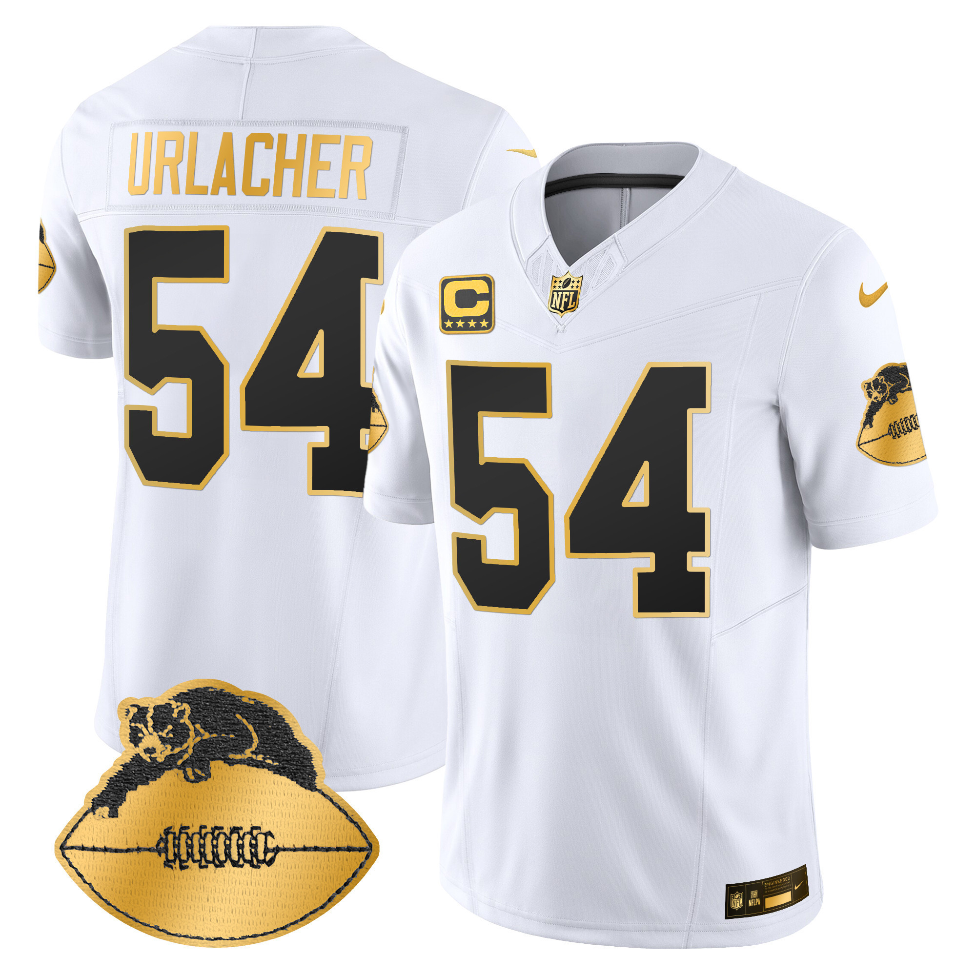 Brian Urlacher Men's Chicago Bears Throwback Gold Vapor Limited White Gold Jersey - All Stitched