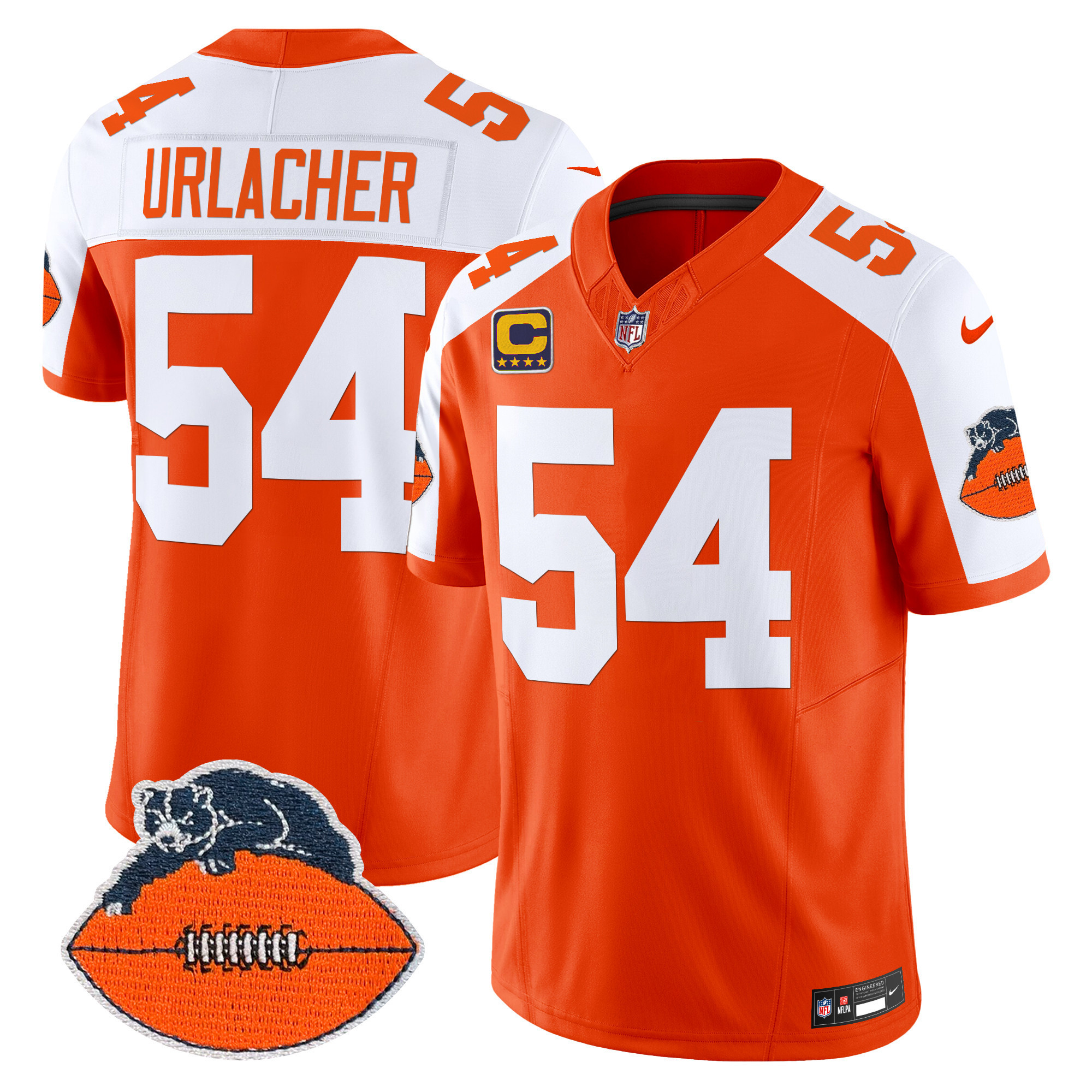 Brian Urlacher Men's Chicago Bears Throwback Vapor Limited Orange Alternate Jersey - All Stitched