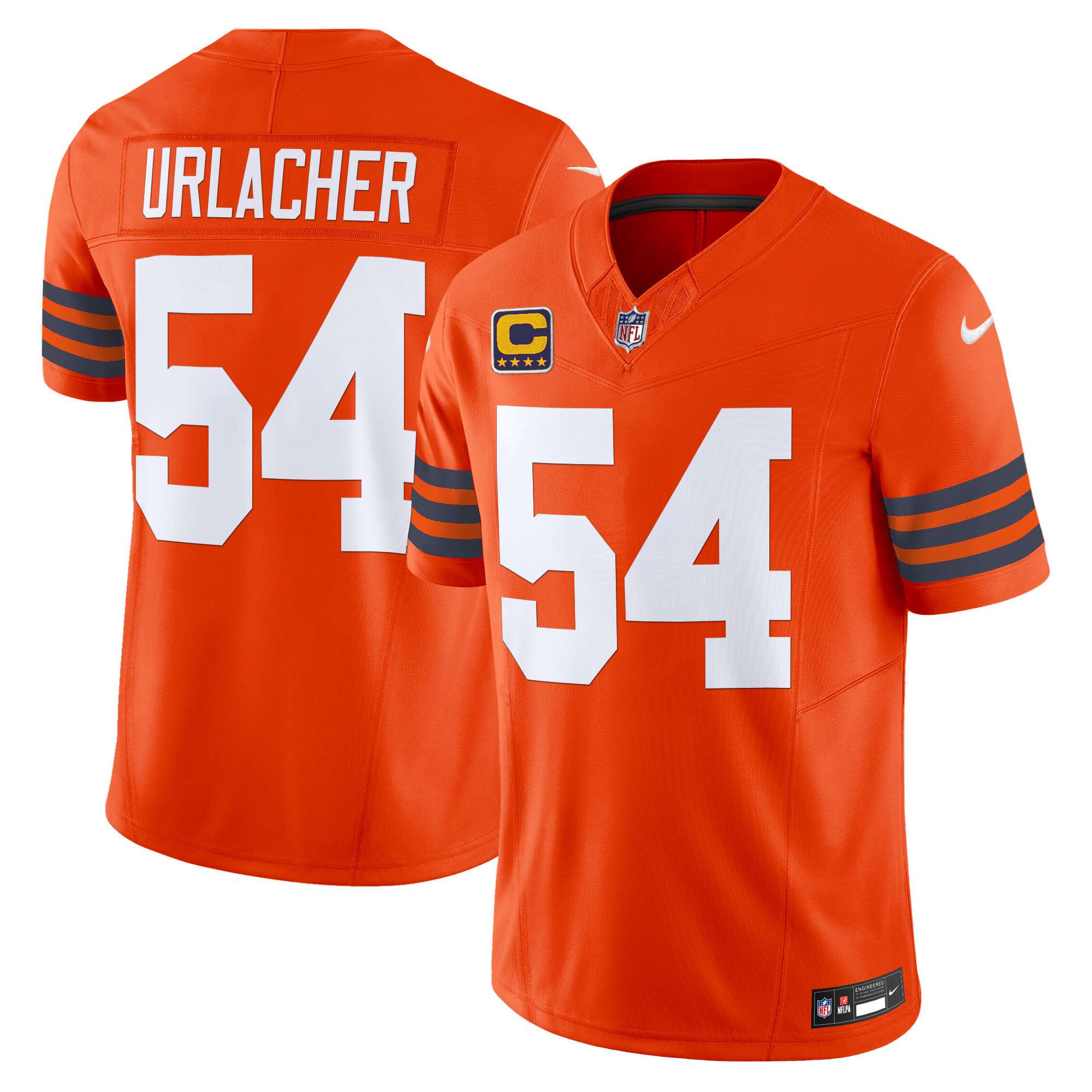 Brian Urlacher Men's Chicago Bears Throwback Vapor Limited Orange Jersey - All Stitched