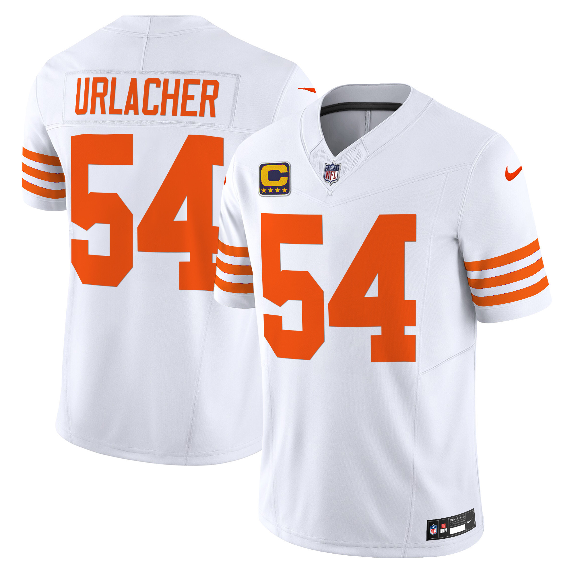 Brian Urlacher Men's Chicago Bears Throwback Vapor Limited White Jersey - All Stitched