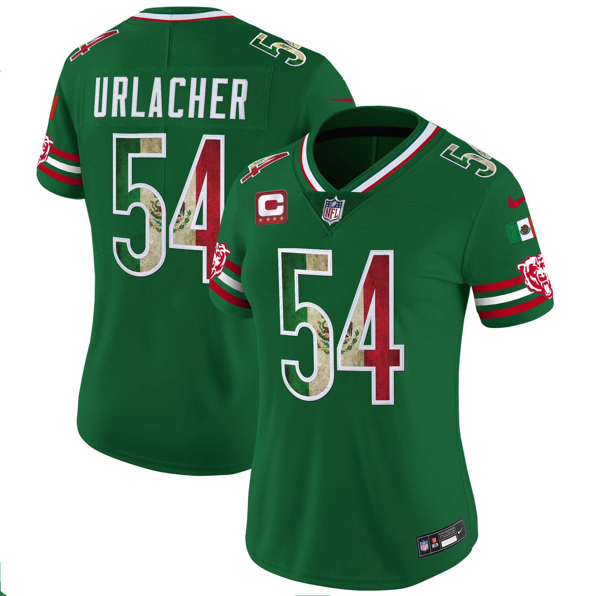 Brian Urlacher Women's Chicago Bears Mexico Vapor Limited Green Jersey - All Stitched