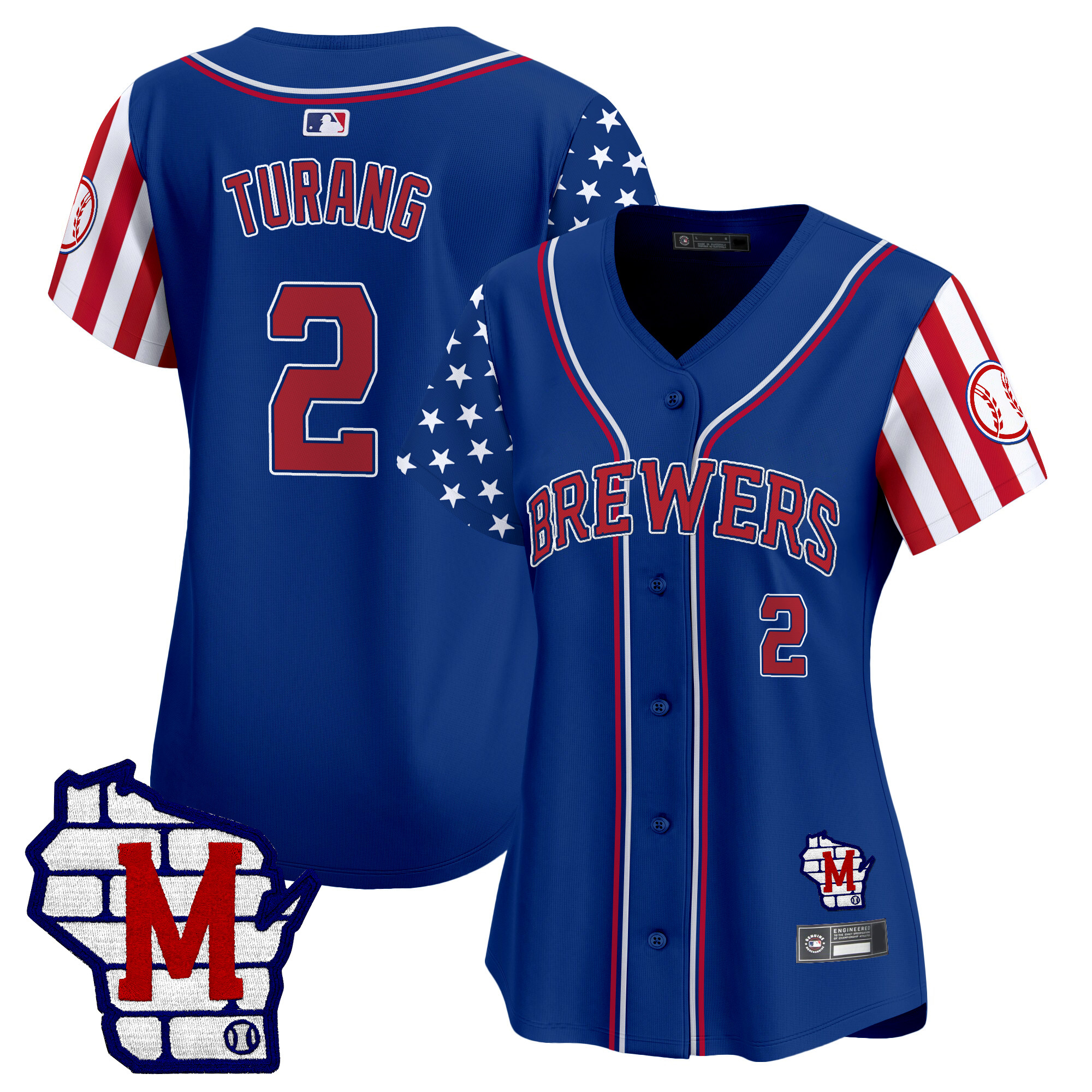 Brice Turang Women's Milwaukee Brewers 2025 Independence Day Vapor Premier Limited Royal Jersey - All Stitched
