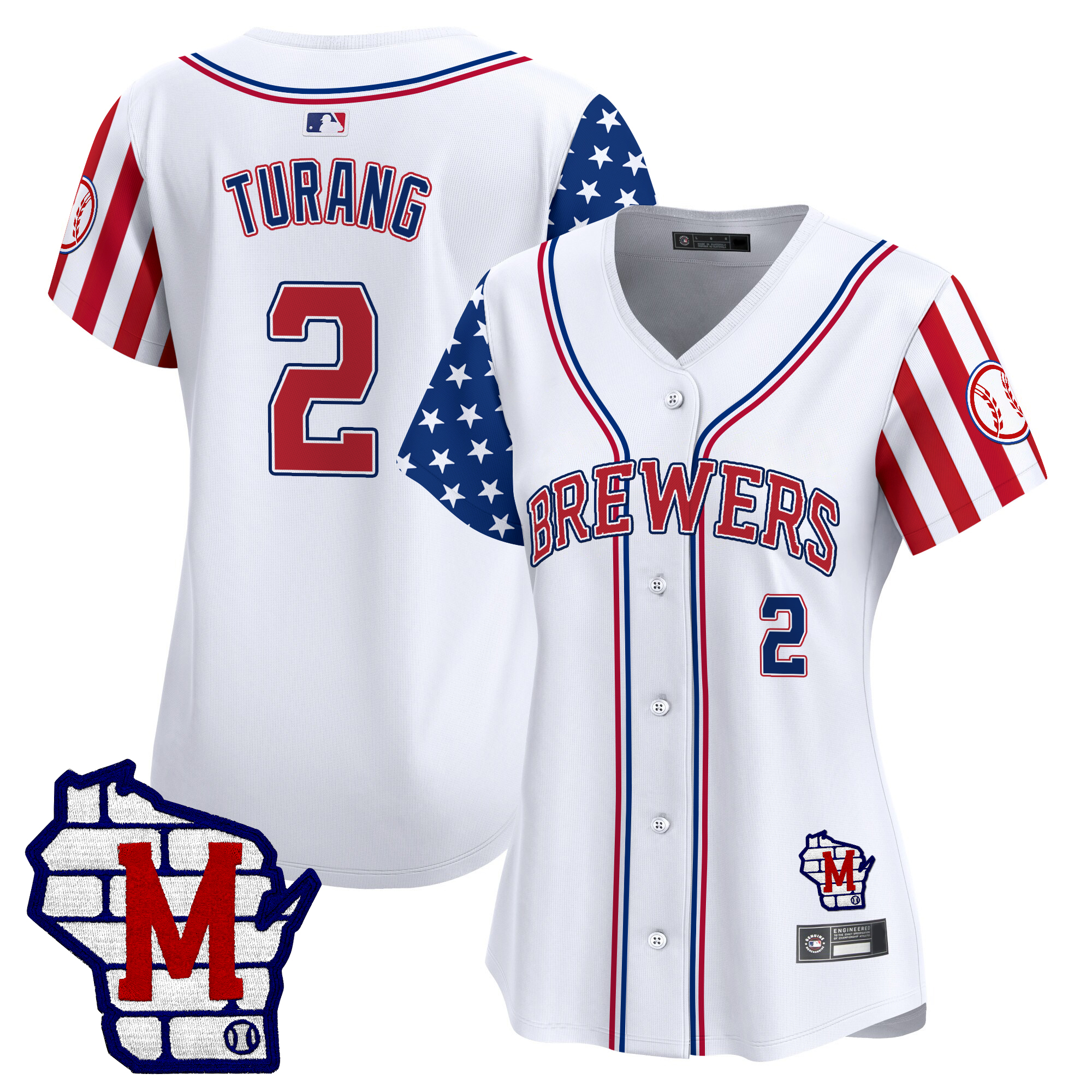 Brice Turang Women's Milwaukee Brewers 2025 Independence Day Vapor Premier Limited White Jersey - All Stitched