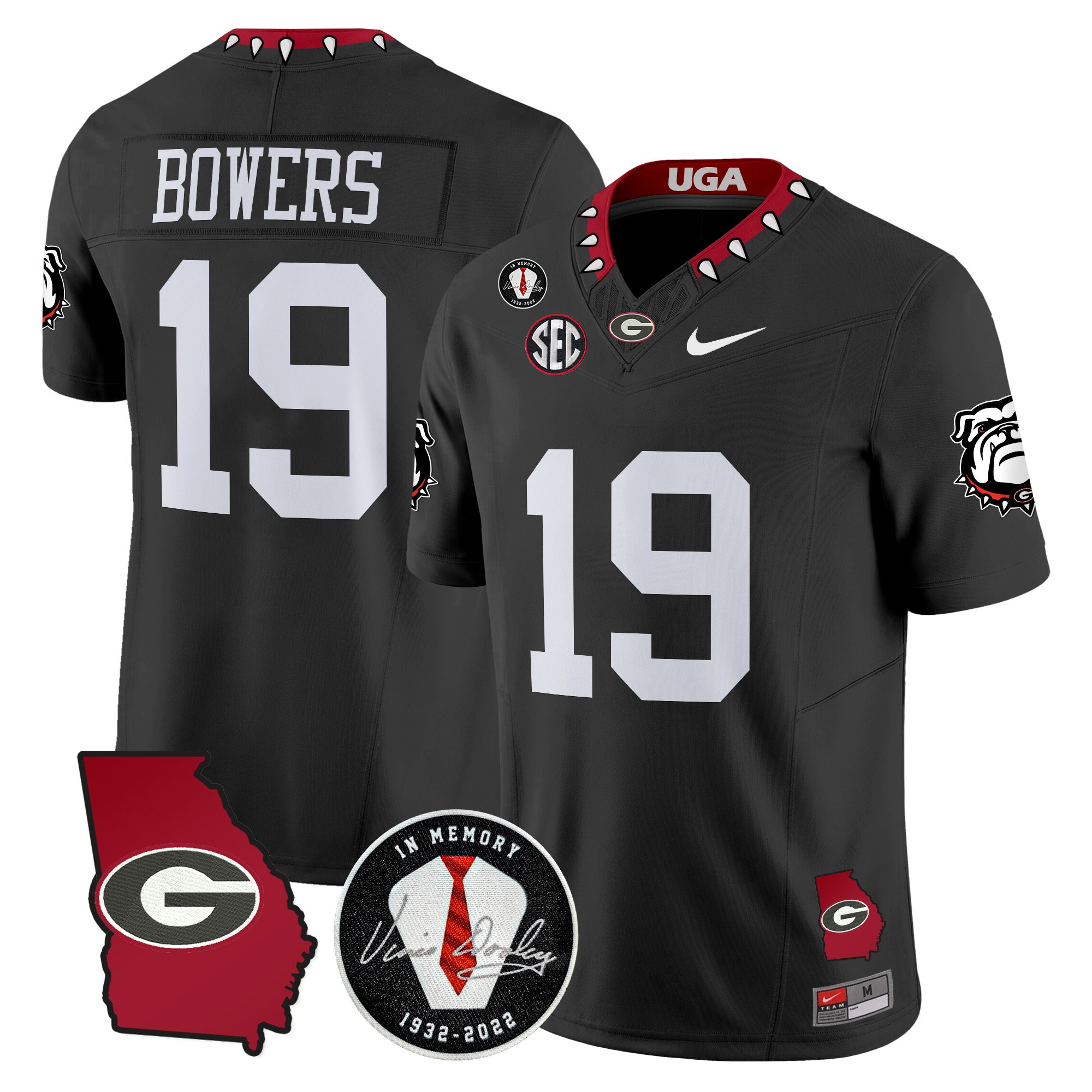 Brock Bowers Men's Georgia Bulldogs 2025 Georgia Map & Vince Dooley Patch Vapor Limited Black Jersey - All Stitched